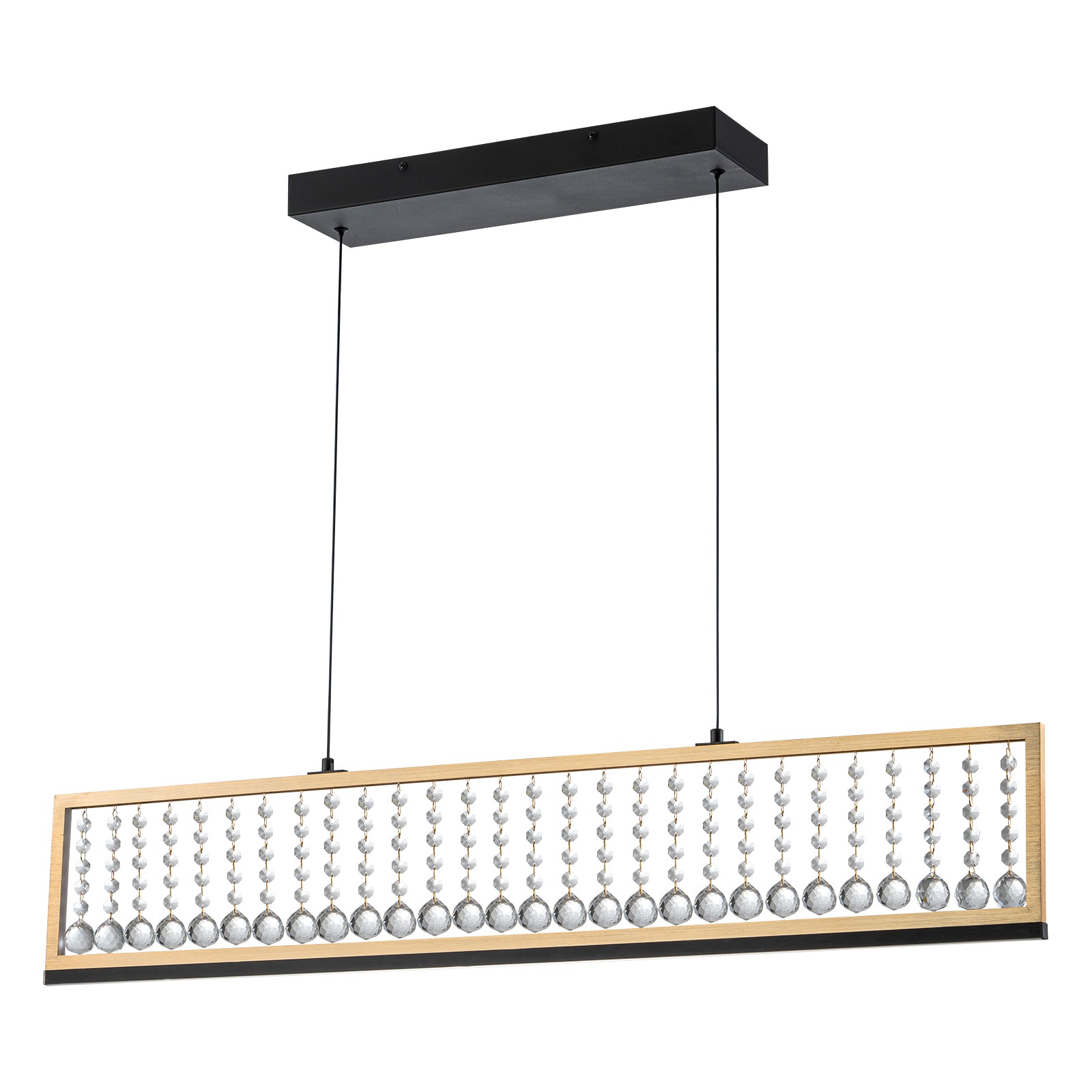 Glowlings 4-Light Modern 40"Wide 3000K Rectangle Gold Linear LED Crystal Chandelier