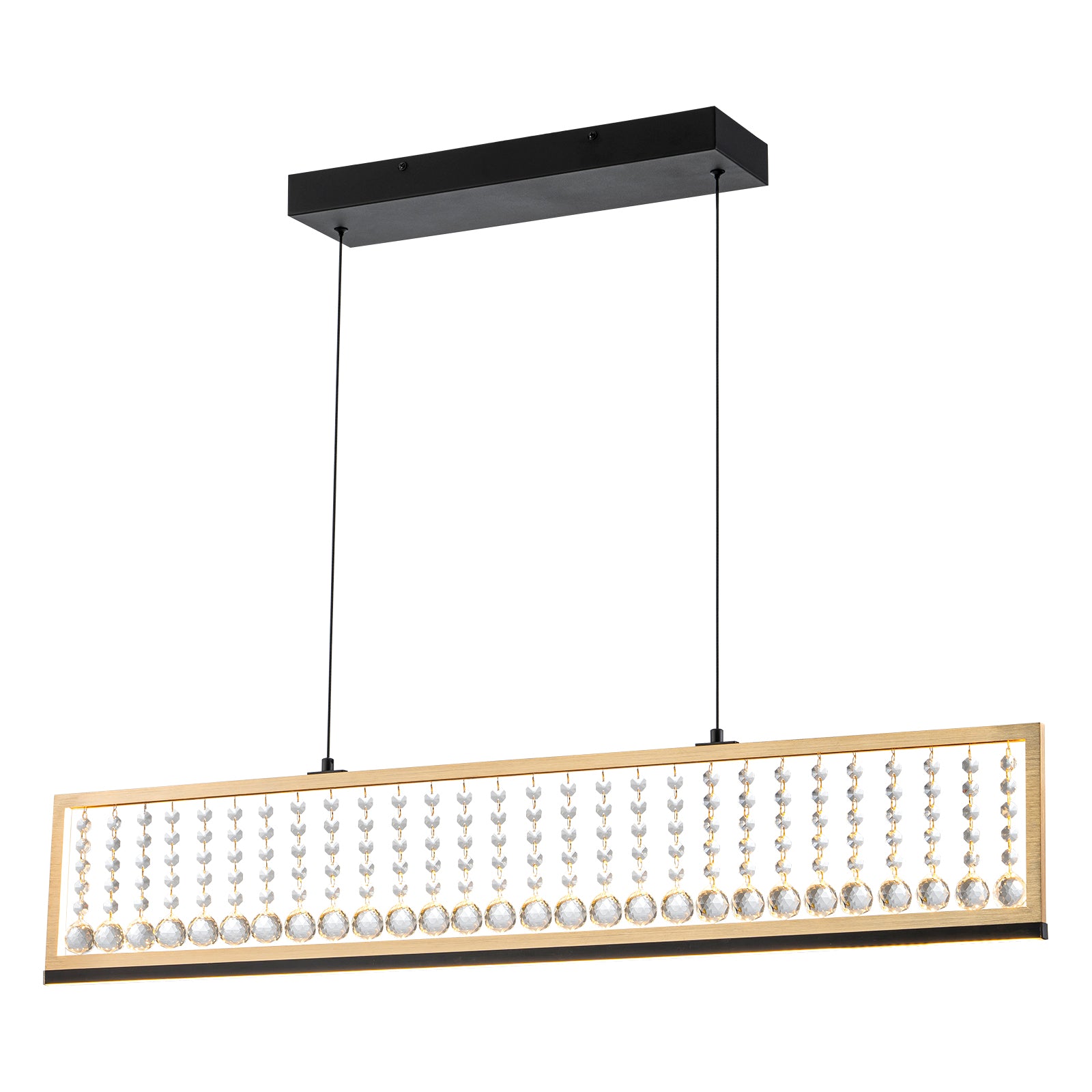 Glowlings 4-Light Modern 40"Wide 3000K Rectangle Gold Linear LED Crystal Chandelier