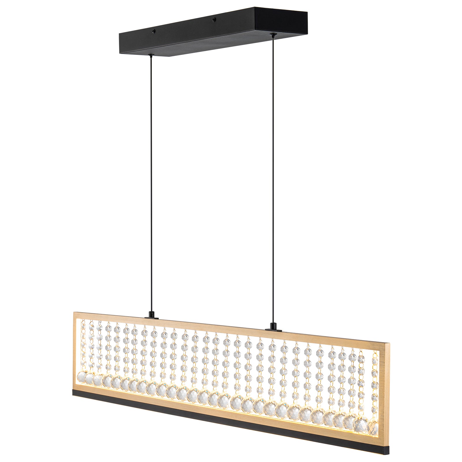 Glowlings 4-Light Modern 40"Wide 3000K Rectangle Gold Linear LED Crystal Chandelier