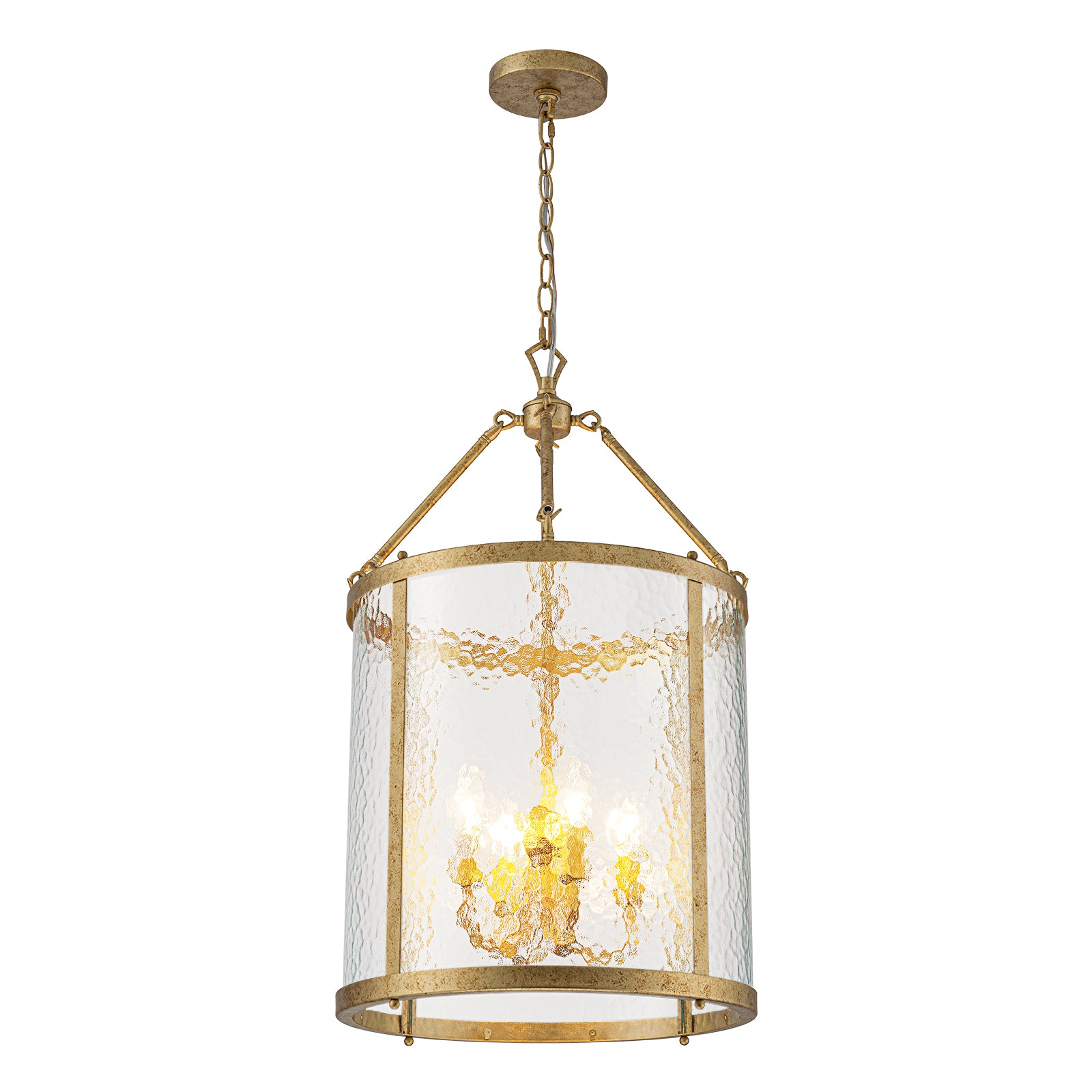 Glowlings 4-Light Modern 16"Wide Ripple Glass Cylinder Lantern Chandelier