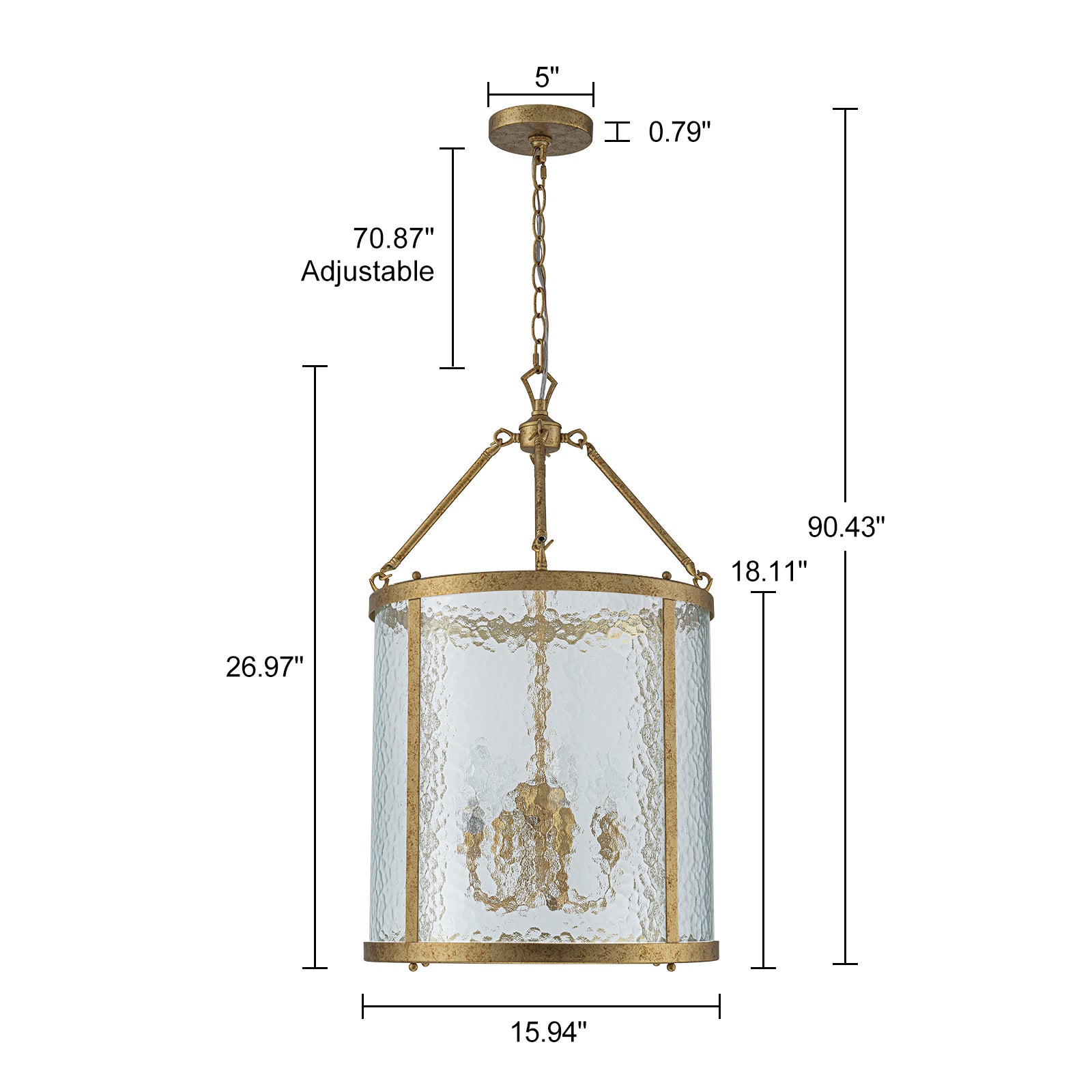 Glowlings 4-Light Modern 16"Wide Ripple Glass Cylinder Lantern Chandelier
