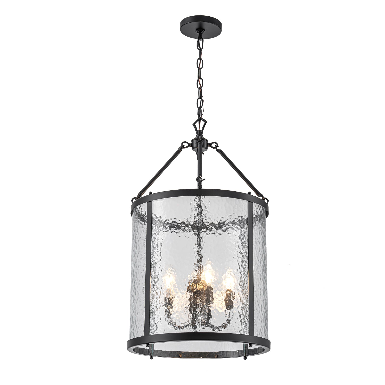 Glowlings 4-Light Modern 16"Wide Ripple Glass Cylinder Lantern Chandelier