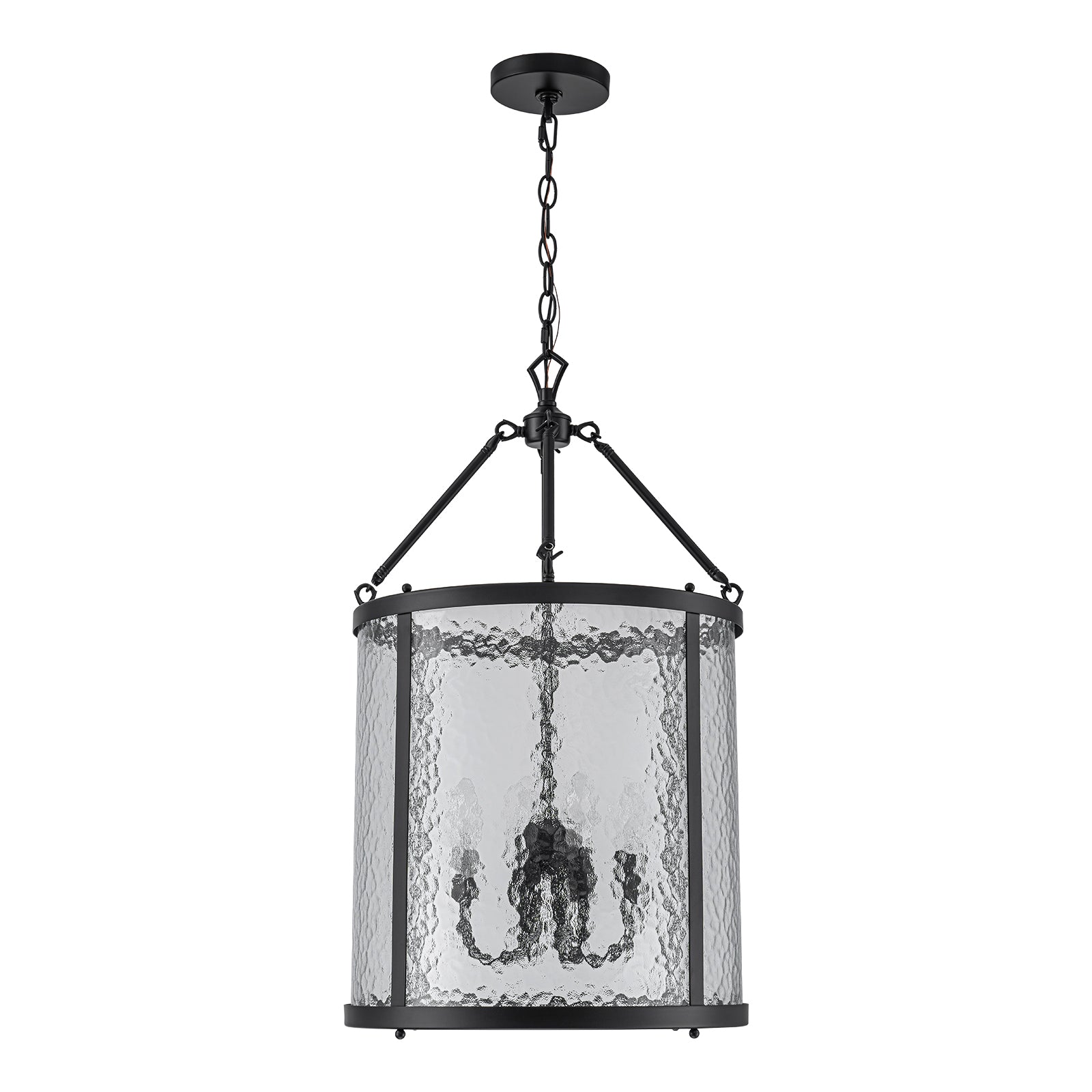 Glowlings 4-Light Modern 16"Wide Ripple Glass Cylinder Lantern Chandelier