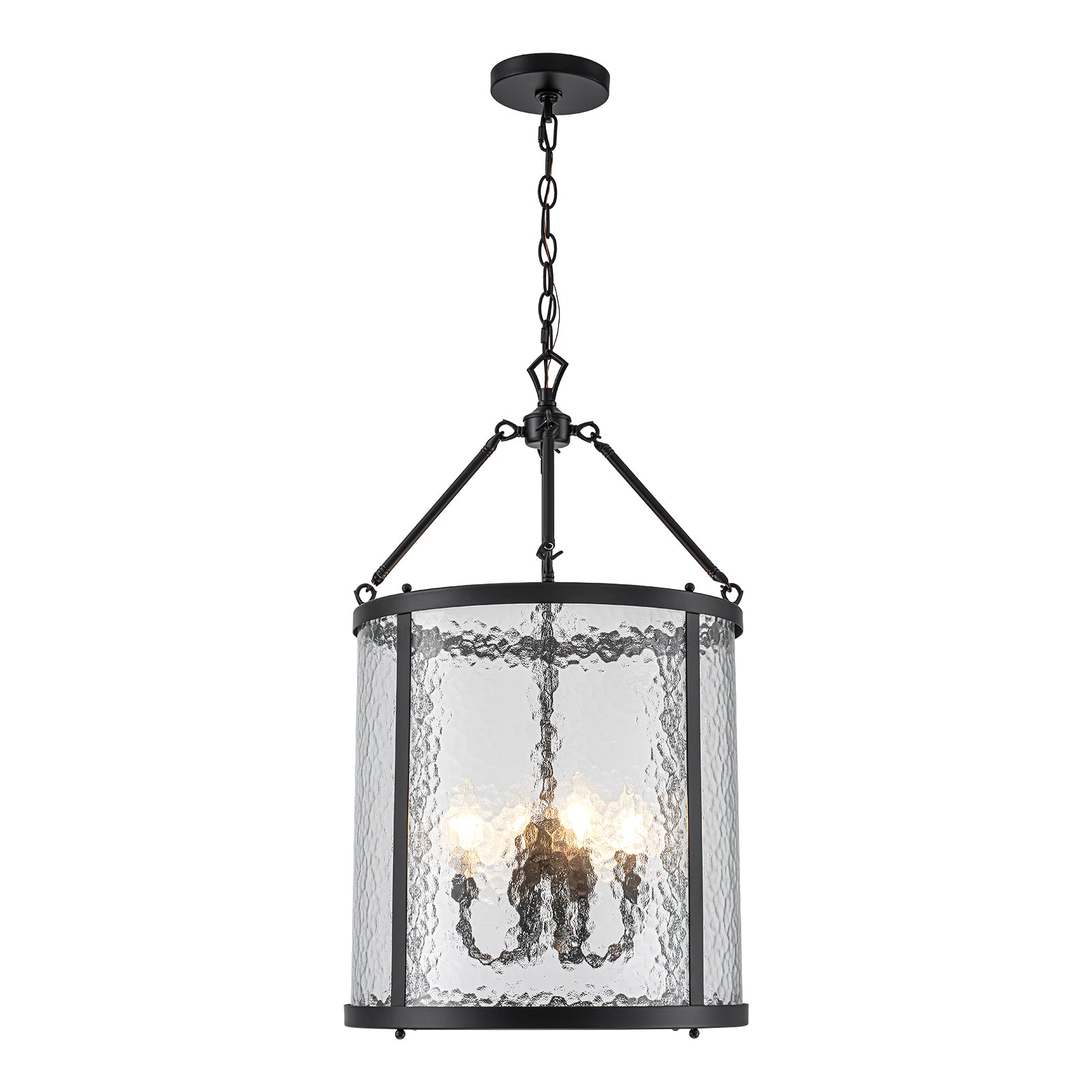 Glowlings 4-Light Modern 16"Wide Ripple Glass Cylinder Lantern Chandelier