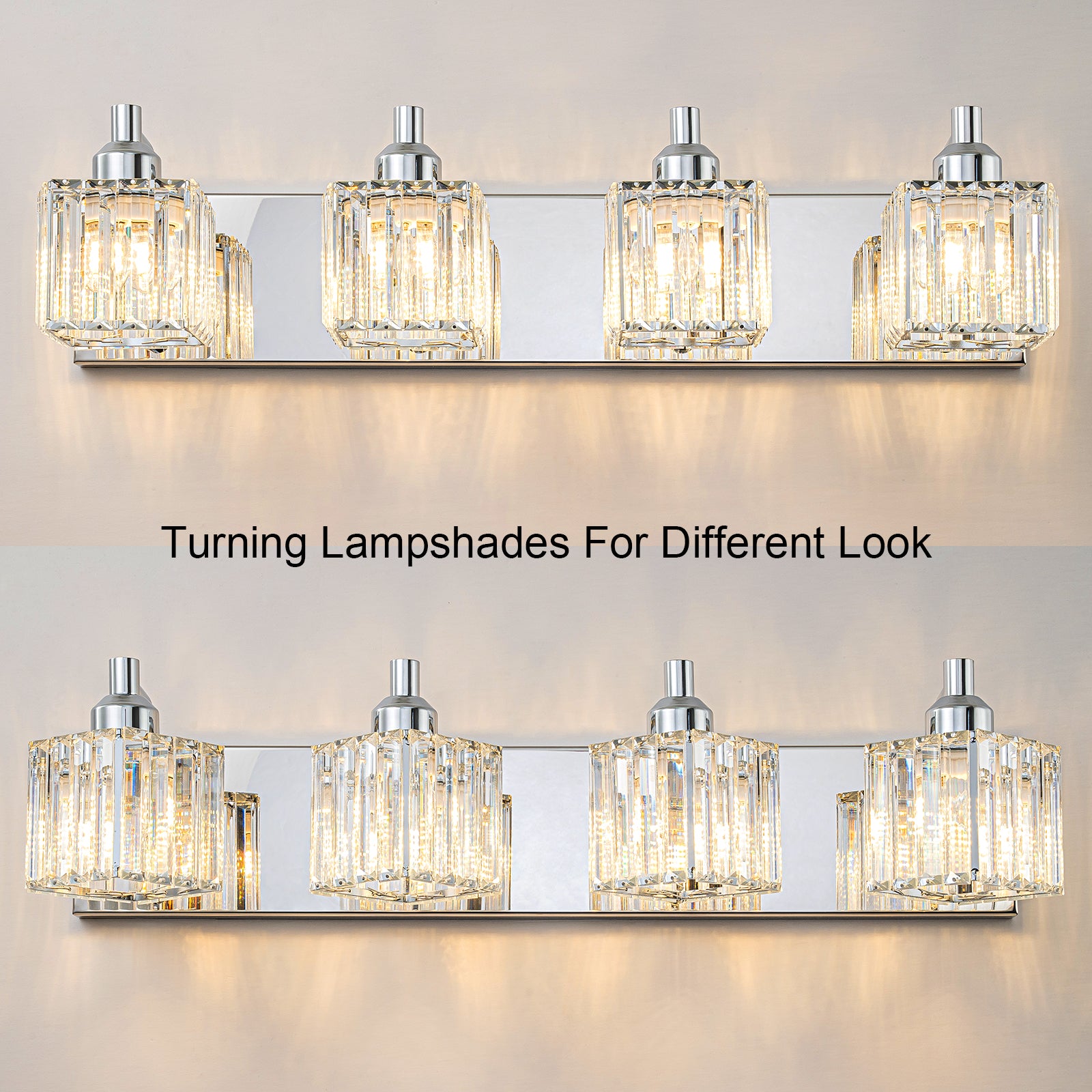 Glowlings 2/3/4/5-Light Modern Sqaure Crystal Bath Vanity Wall Sconce Bathroom Lighting Source