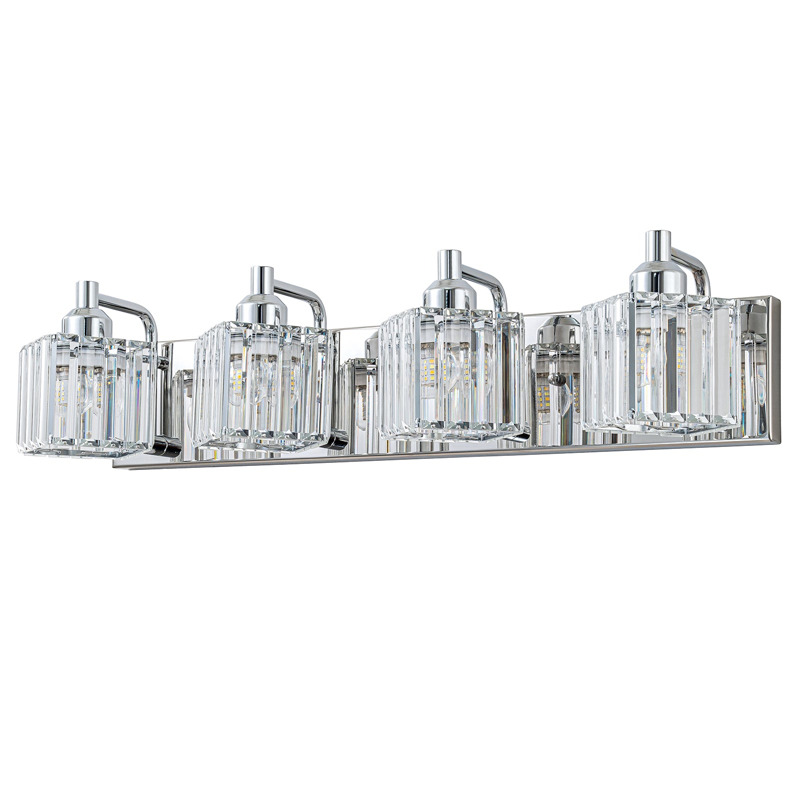 Glowlings 2/3/4/5-Light Modern Sqaure Crystal Bath Vanity Wall Sconce Bathroom Lighting Source