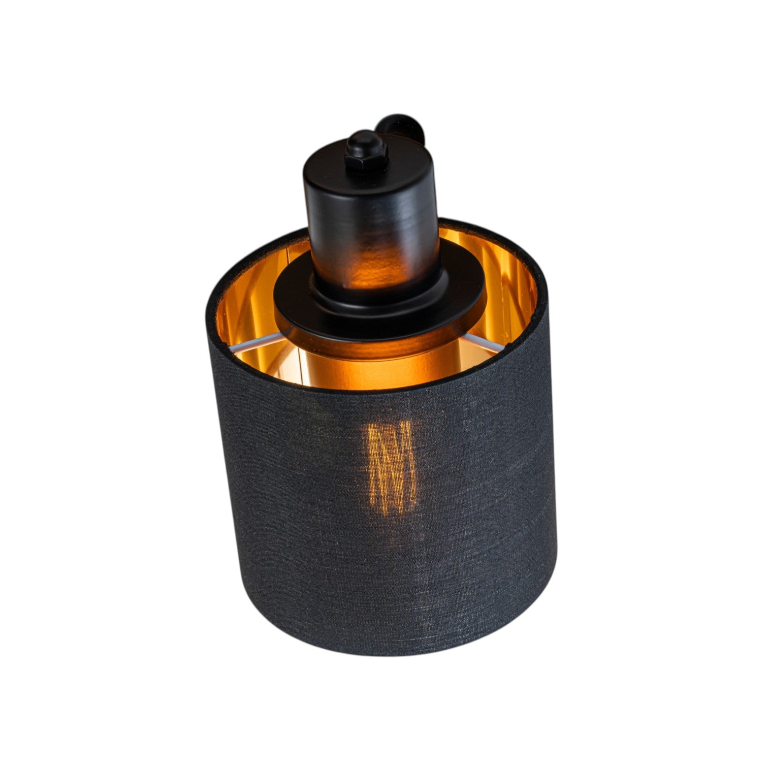 Glowlings 4-Light Modern 180° Swivel Adjustable Wood Bathroom Vanity Light with Black Fabric Shades & Gold Interior