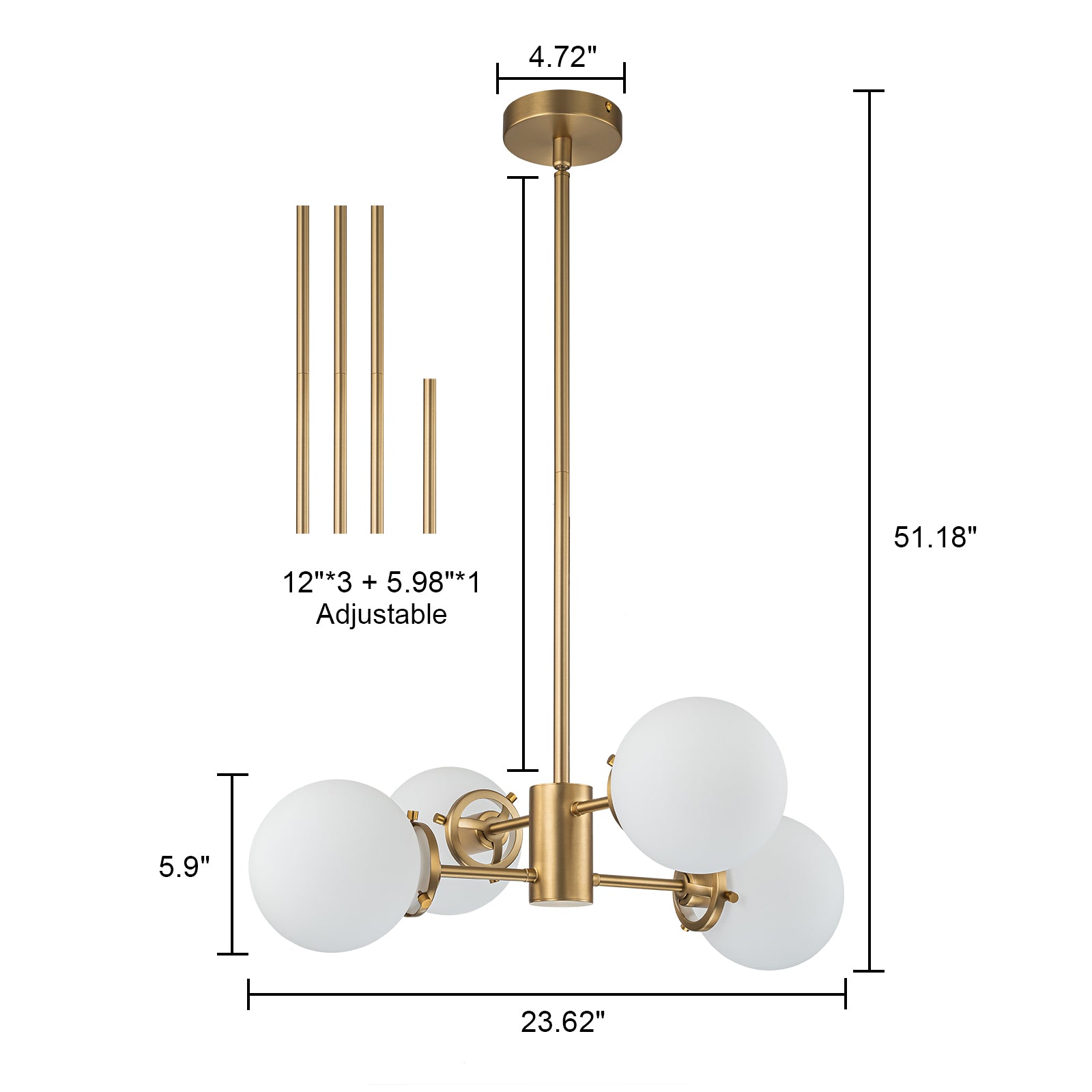 Glowlings 4-Light Modern Opal Glass Sputnik Chandelier