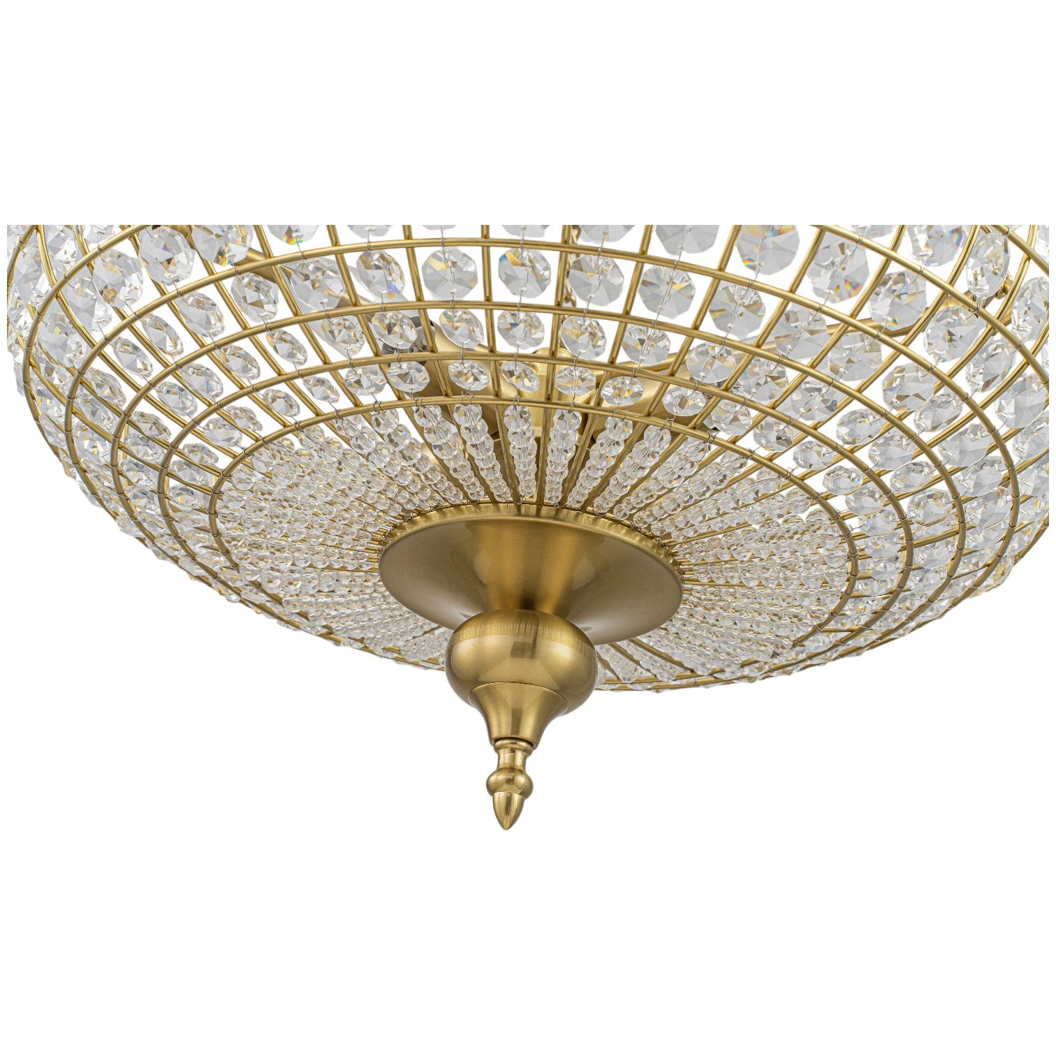 Glowlings 4-Light Traditional Antique Brass Faceted Chain Crystal Bead Bowl Chandelier