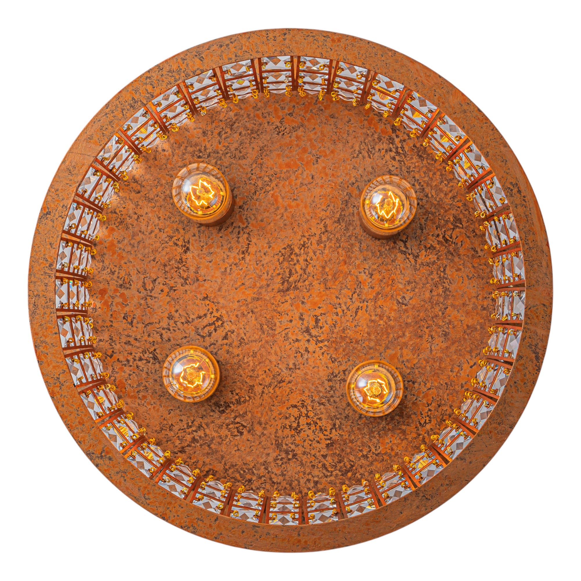 Glowlings 4-Light Vintage 16"Wide Antique Brass Curved Round Crystal Flush Mount Ceiling Light