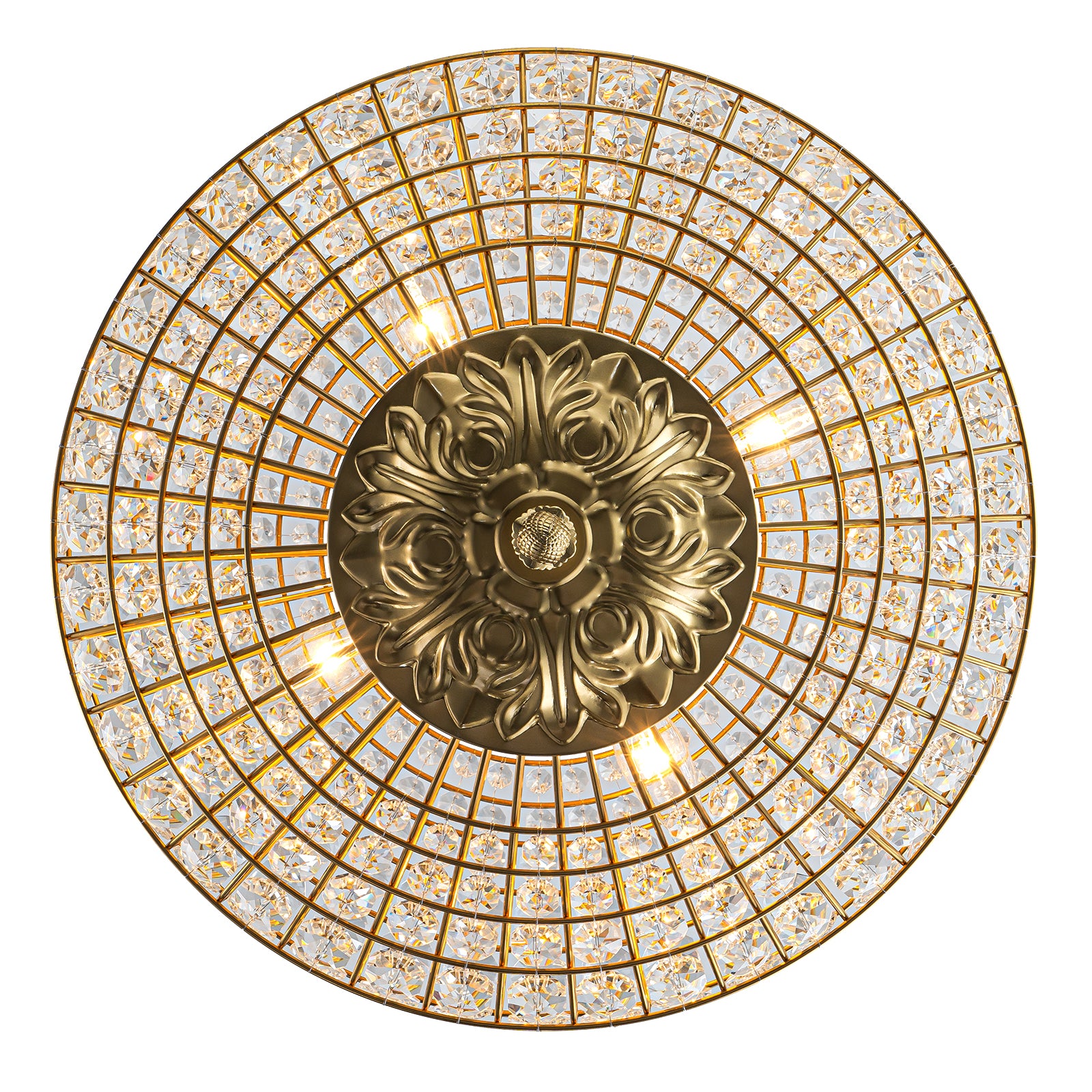 Glowlings 4-Light French Vintage 18"Wide Antique Brass Globe Crystal Chandelier
