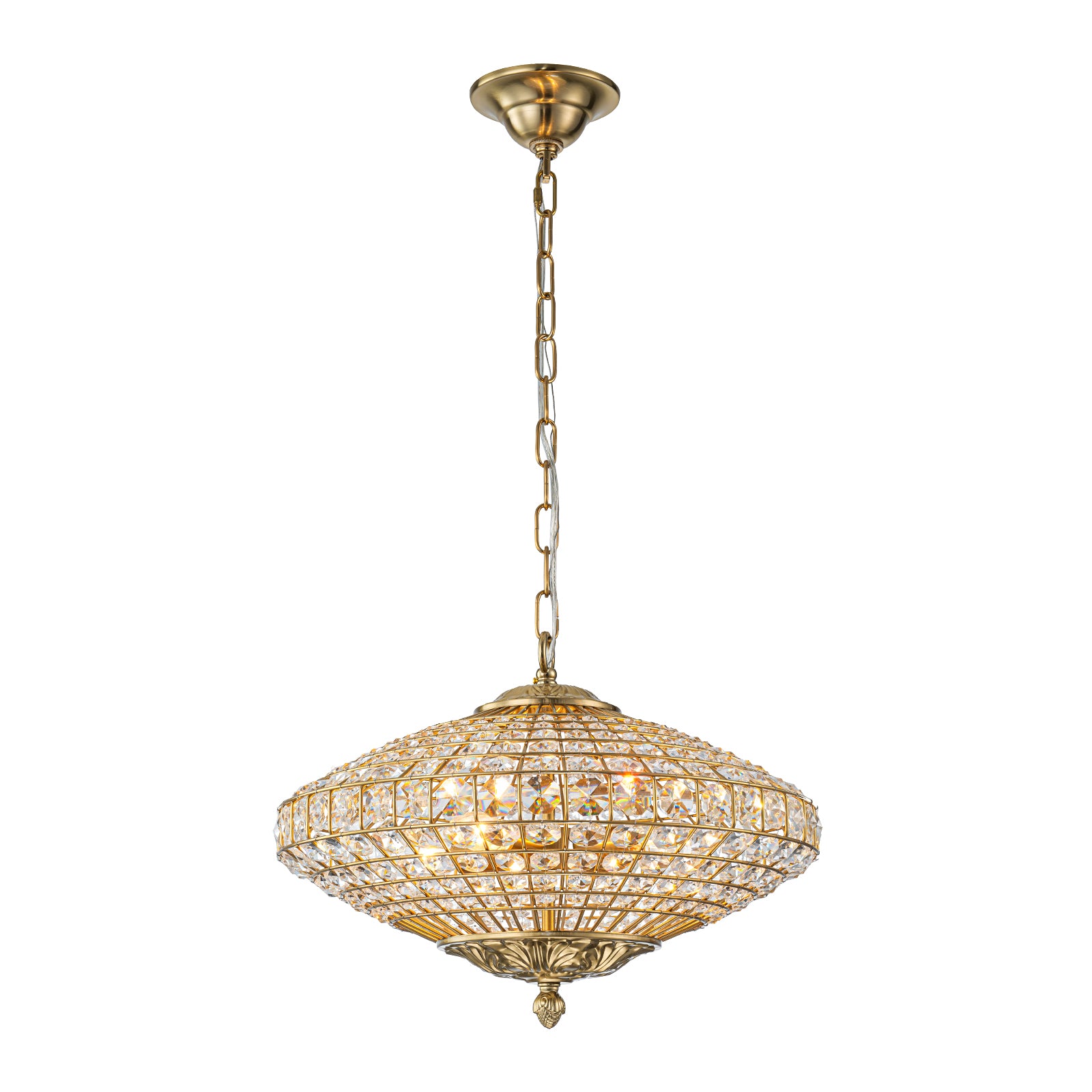 Glowlings 4-Light French Vintage 18"Wide Antique Brass Globe Crystal Chandelier