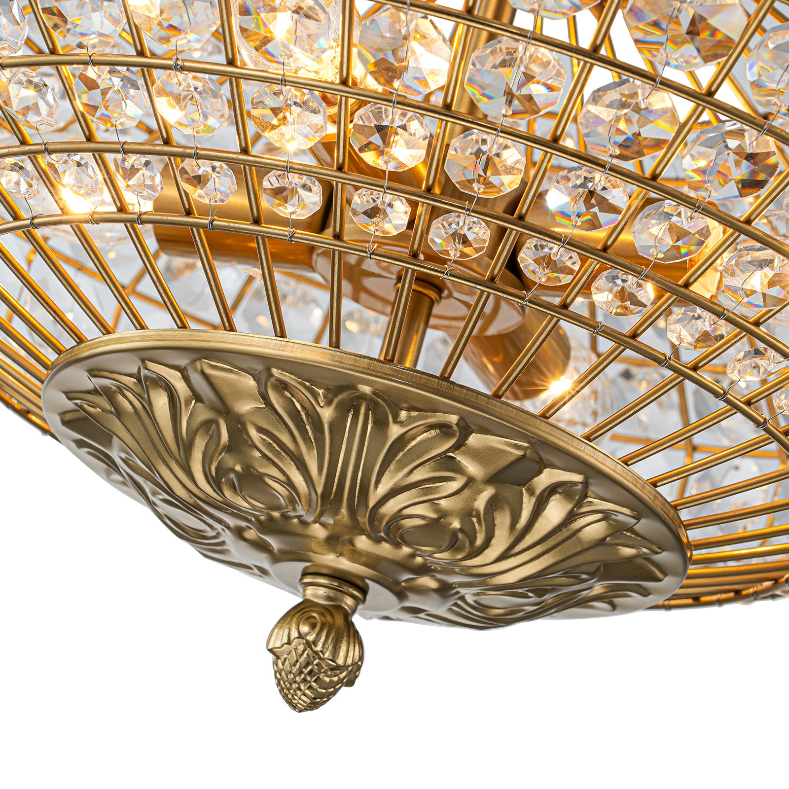 Glowlings 4-Light French Vintage 18"Wide Antique Brass Globe Crystal Chandelier