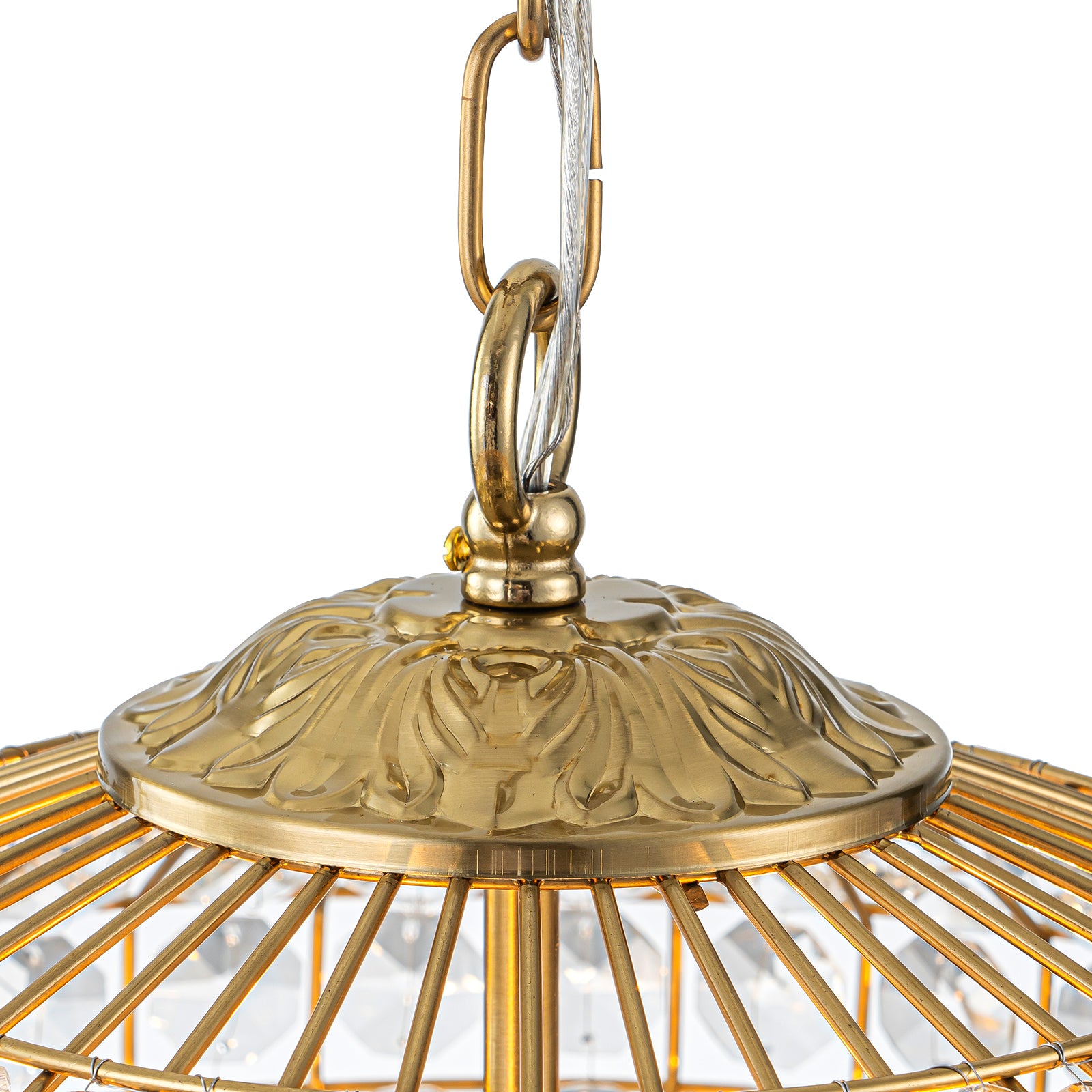 Glowlings 4-Light French Vintage 18"Wide Antique Brass Globe Crystal Chandelier