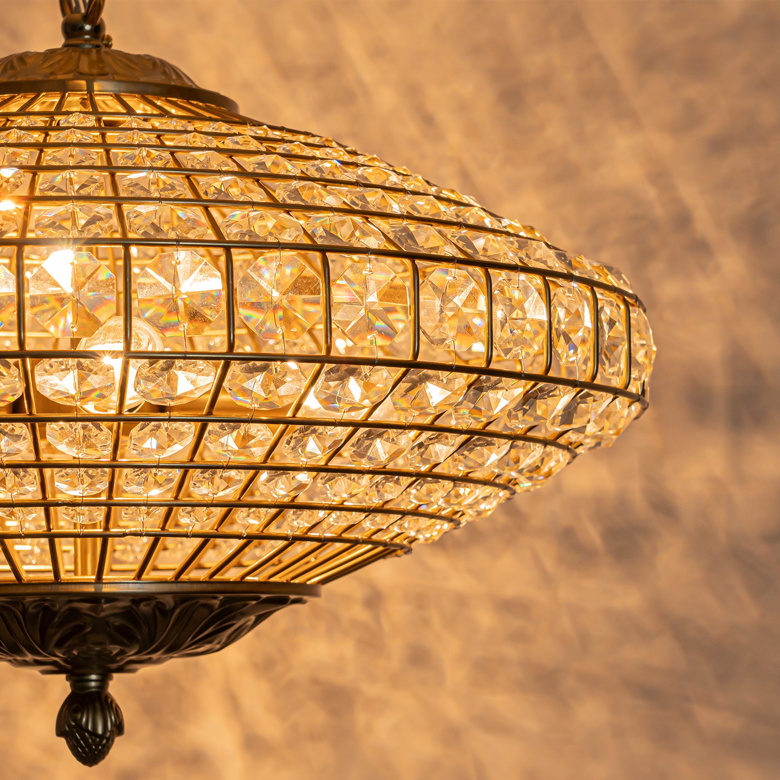 Glowlings 4-Light French Vintage 18"Wide Antique Brass Globe Crystal Chandelier