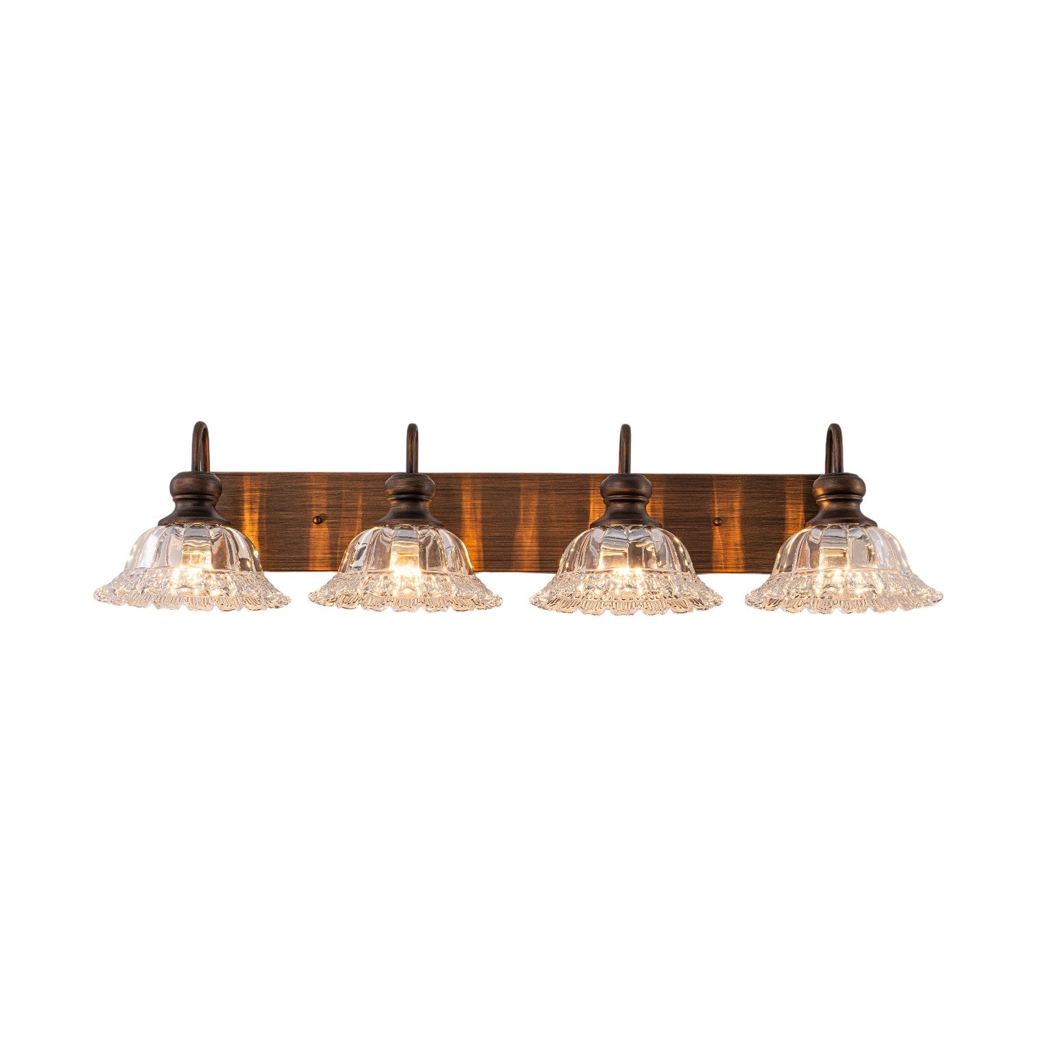 Glowlings 3/4-Light Vintage Antique Bronze Clear Glass Flower Shaped Bathroom Vanity Light