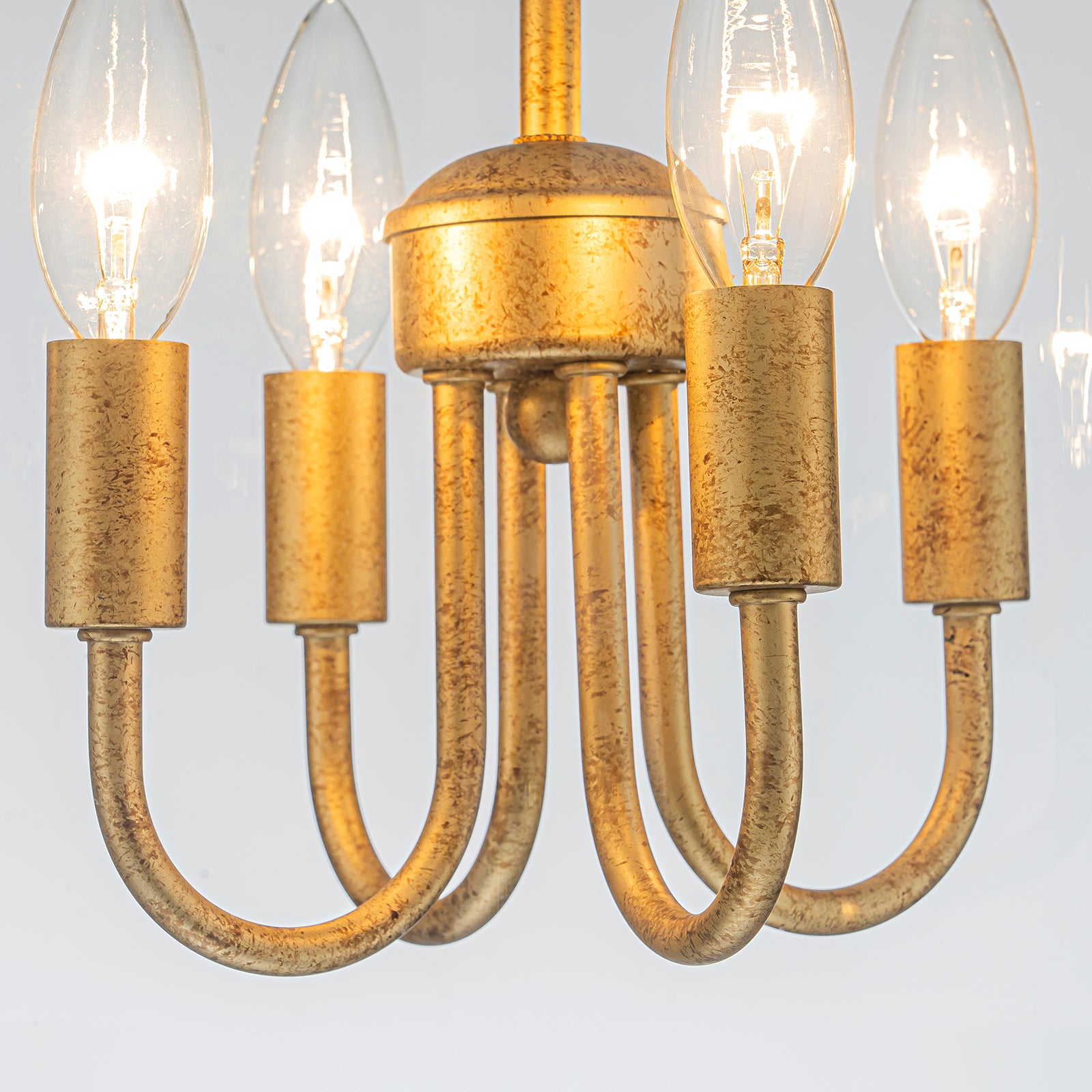 Glowlings 4-Light Vintage 16"Wide Antique Gold/Black Clear Glass Cylinder Lantern Chandelier