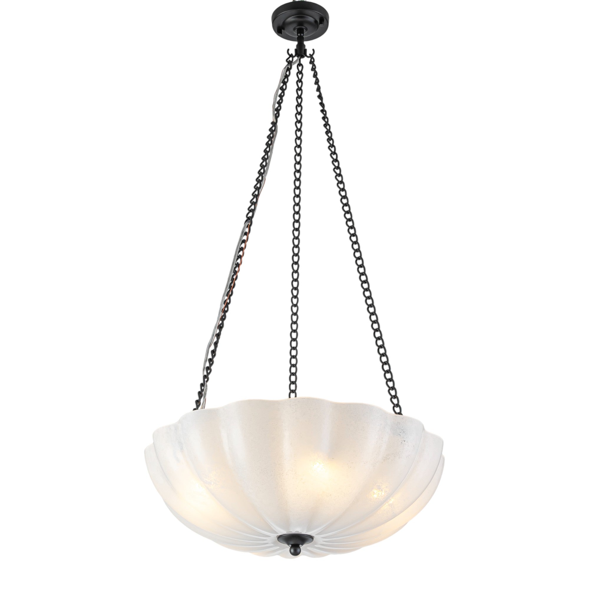 Glowlings 4-Light Vintage 21"Wide Flower Shape Frosted Cloud Glass Chandelier