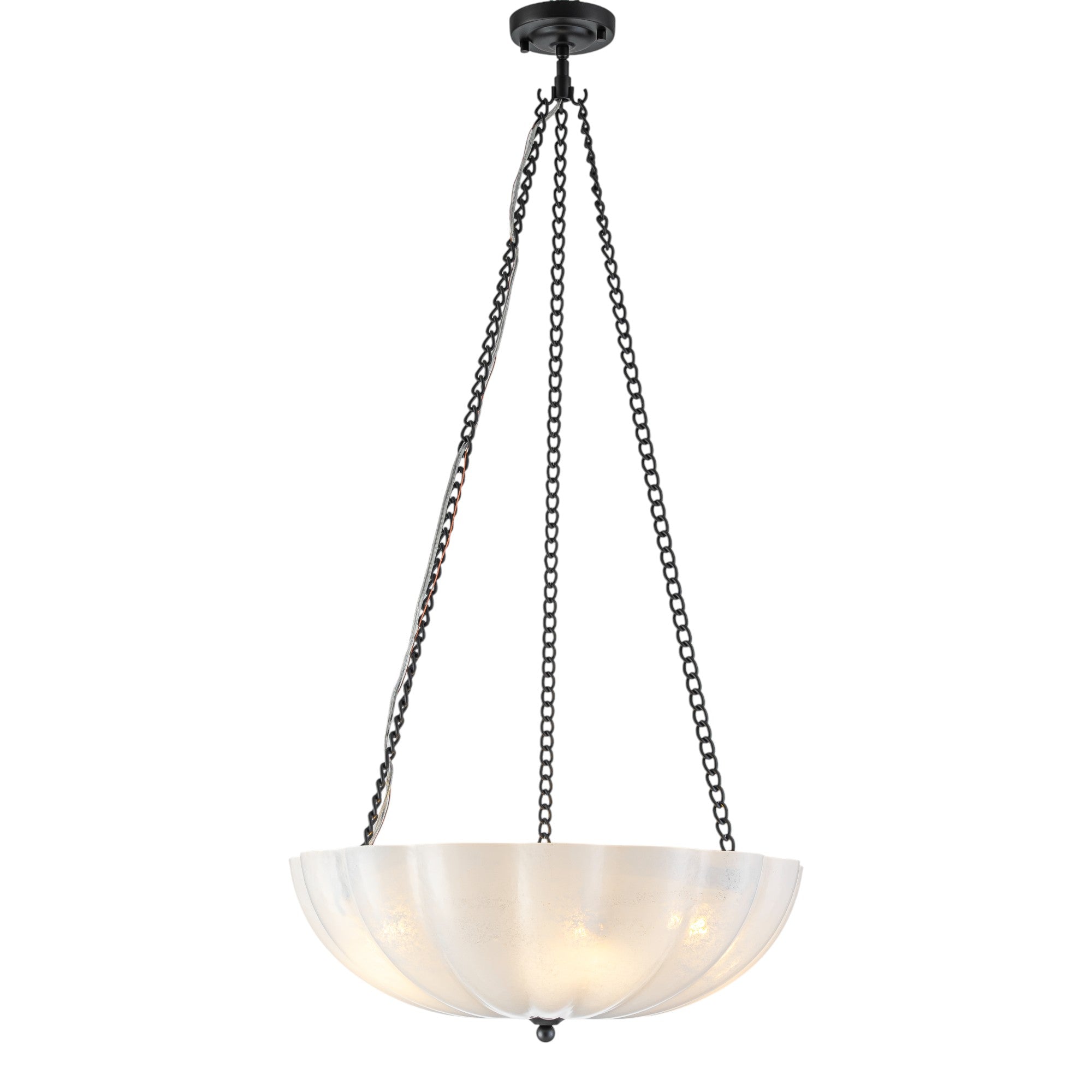 Glowlings 4-Light Vintage 21"Wide Flower Shape Frosted Cloud Glass Chandelier