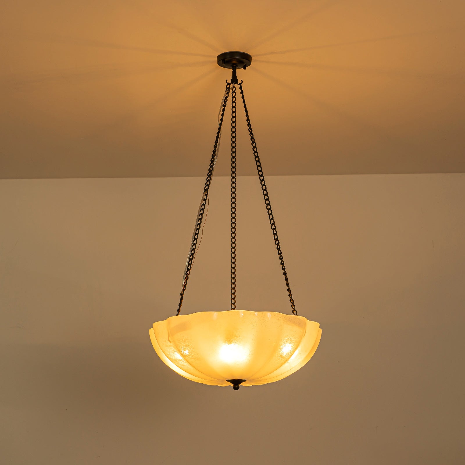 Glowlings 4-Light Vintage 21"Wide Flower Shape Frosted Cloud Glass Chandelier