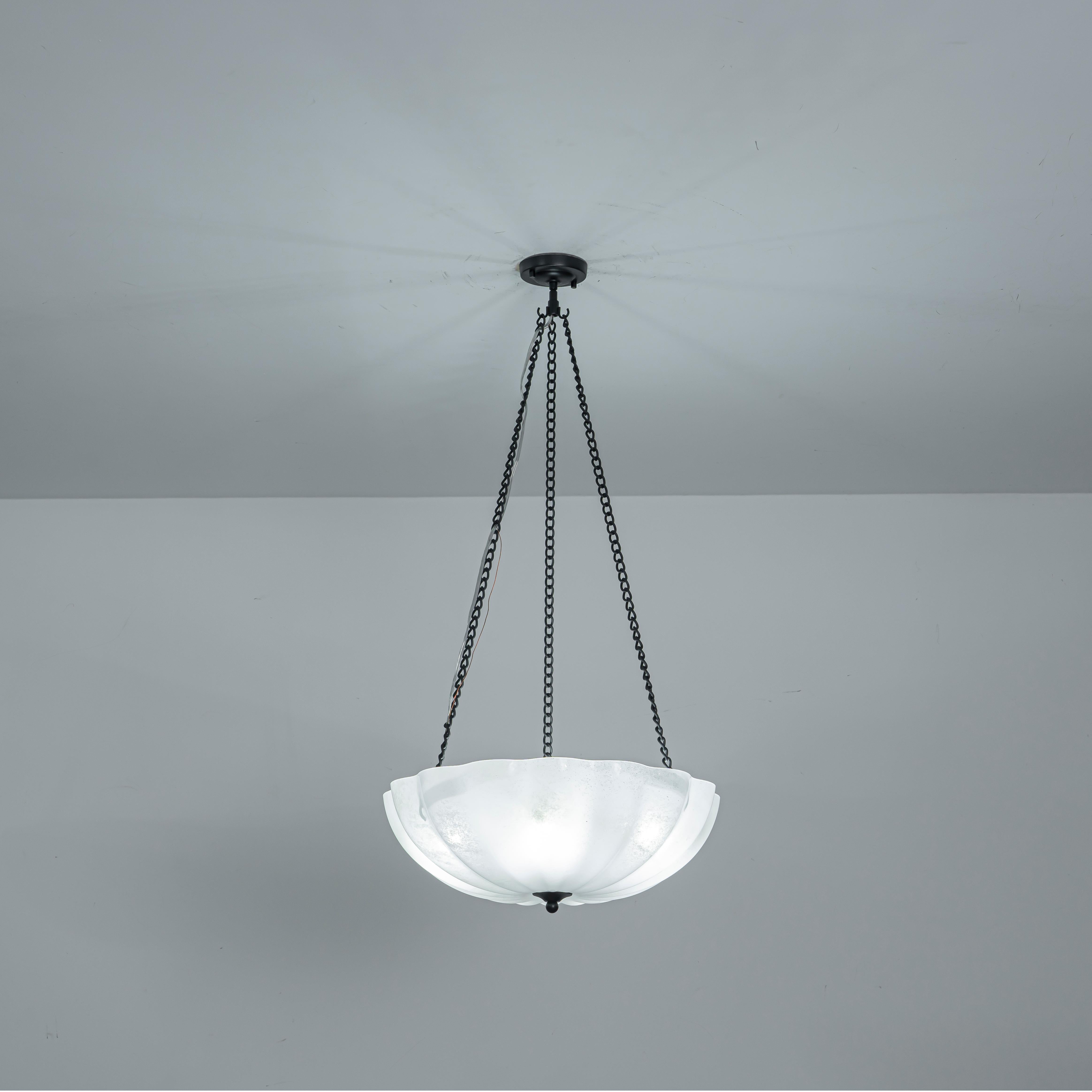 Glowlings 4-Light Vintage 21"Wide Flower Shape Frosted Cloud Glass Chandelier