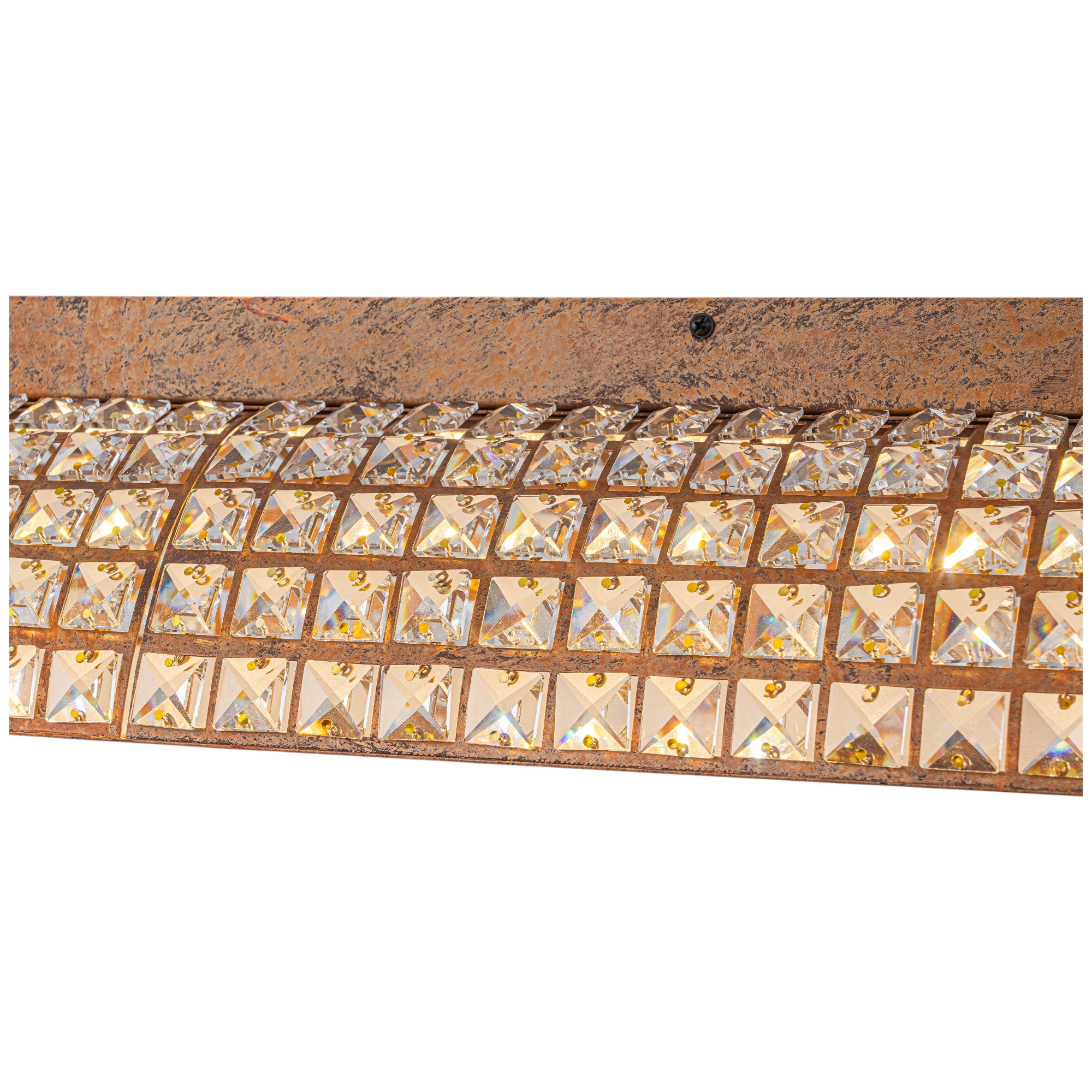 Glowlings 4-Light Vintage 39"Wide Large Antique Brass Linear Dome Crystal LED Flush Mount