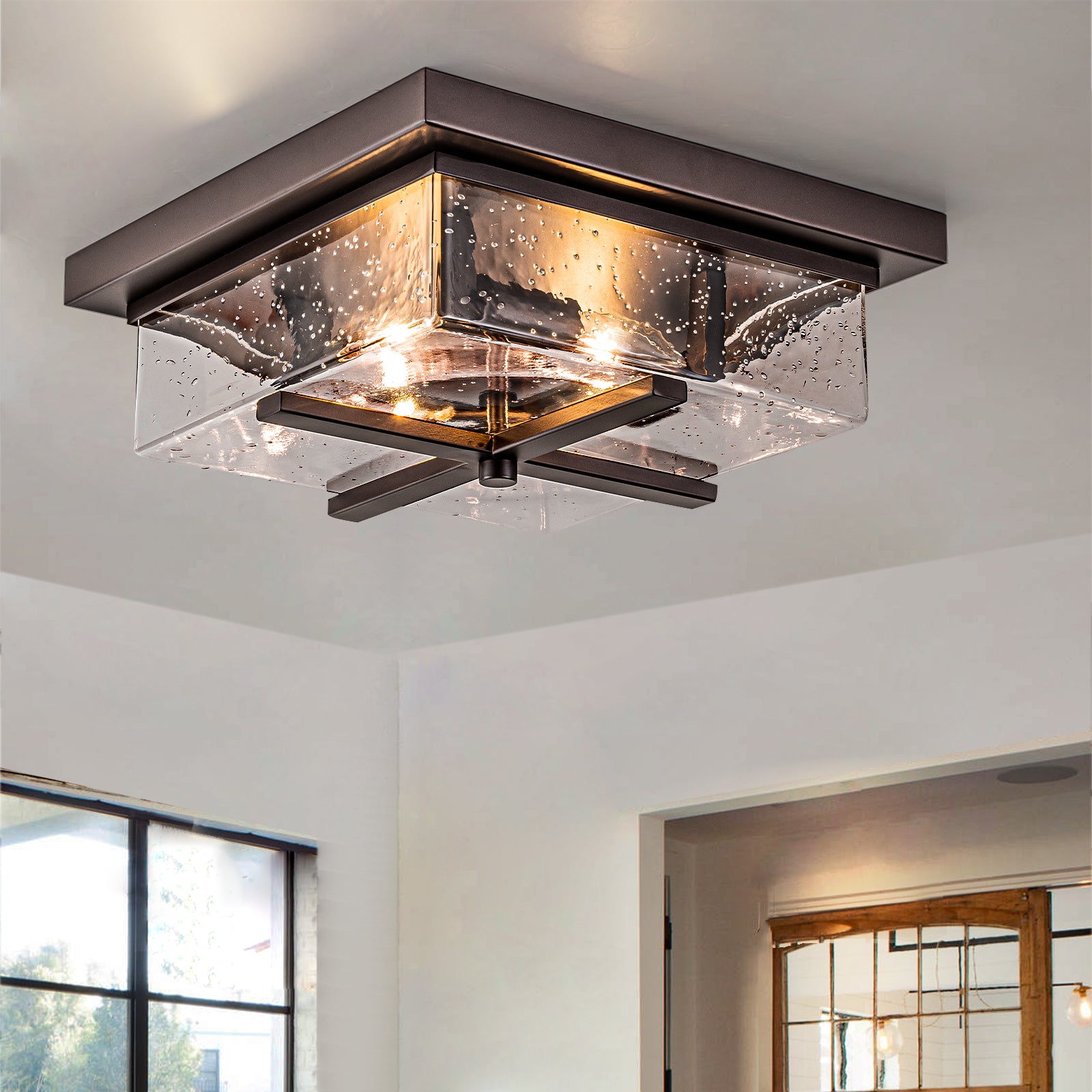 Vintage square glass ceiling light sale covers