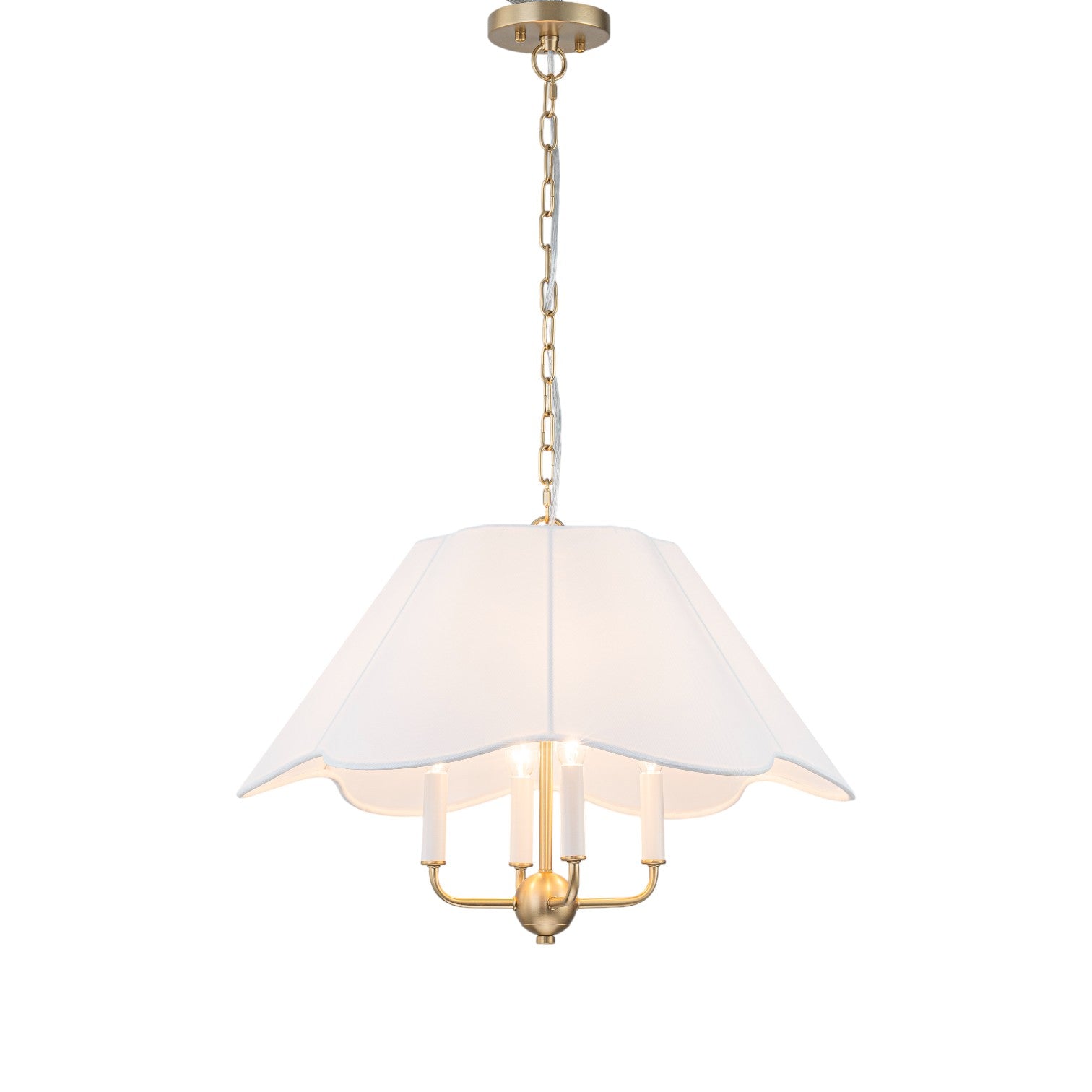 Glowlings 4-Light Vintage 23"Wide White Fabric Flower Shape Chandelier