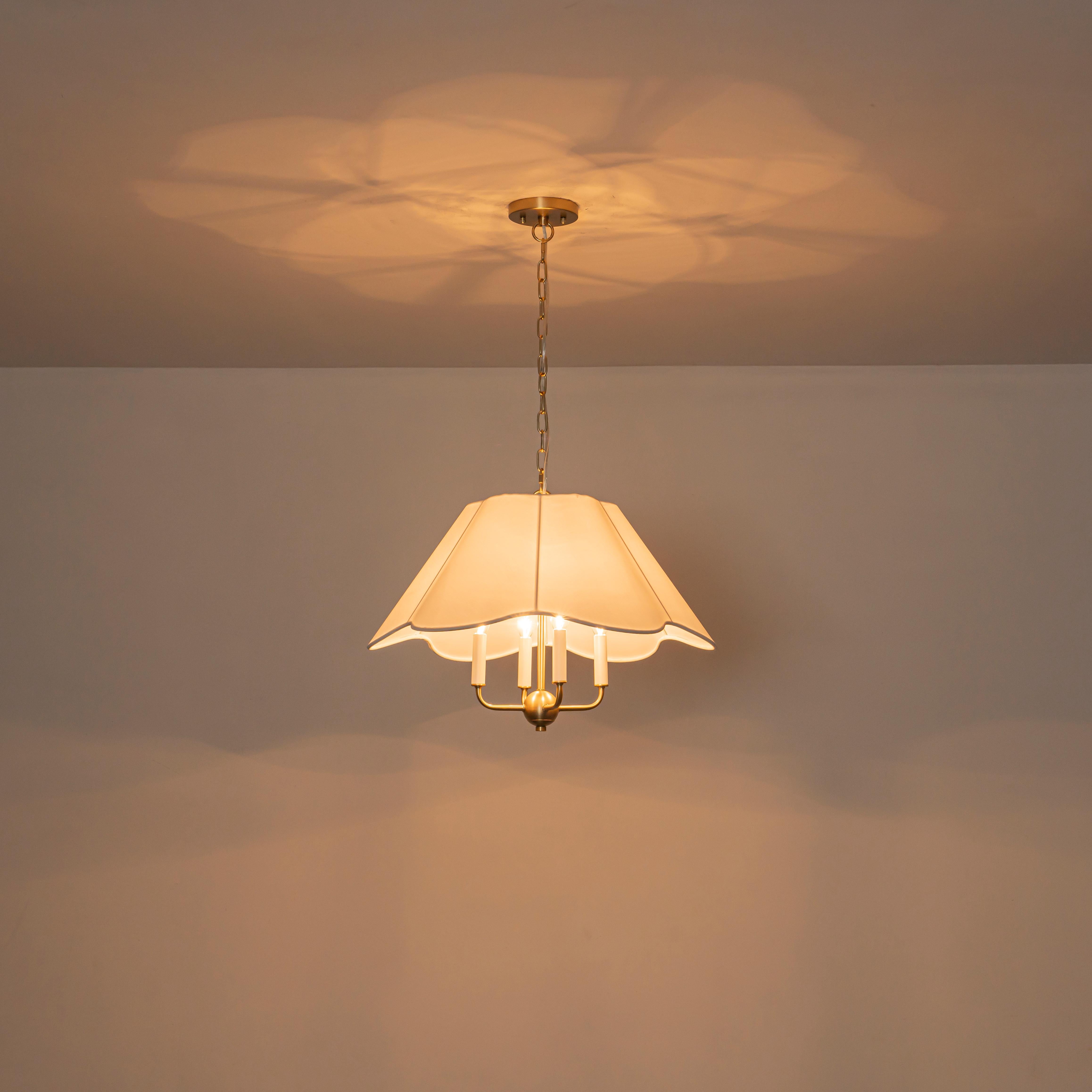 Glowlings 4-Light Vintage 23"Wide White Fabric Flower Shape Chandelier