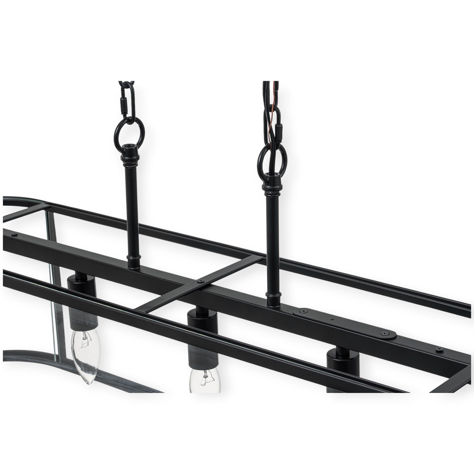 Glowlings 5-Lght Modern 33"Wide Large Black Oval Linear Clear Glass Chandelier