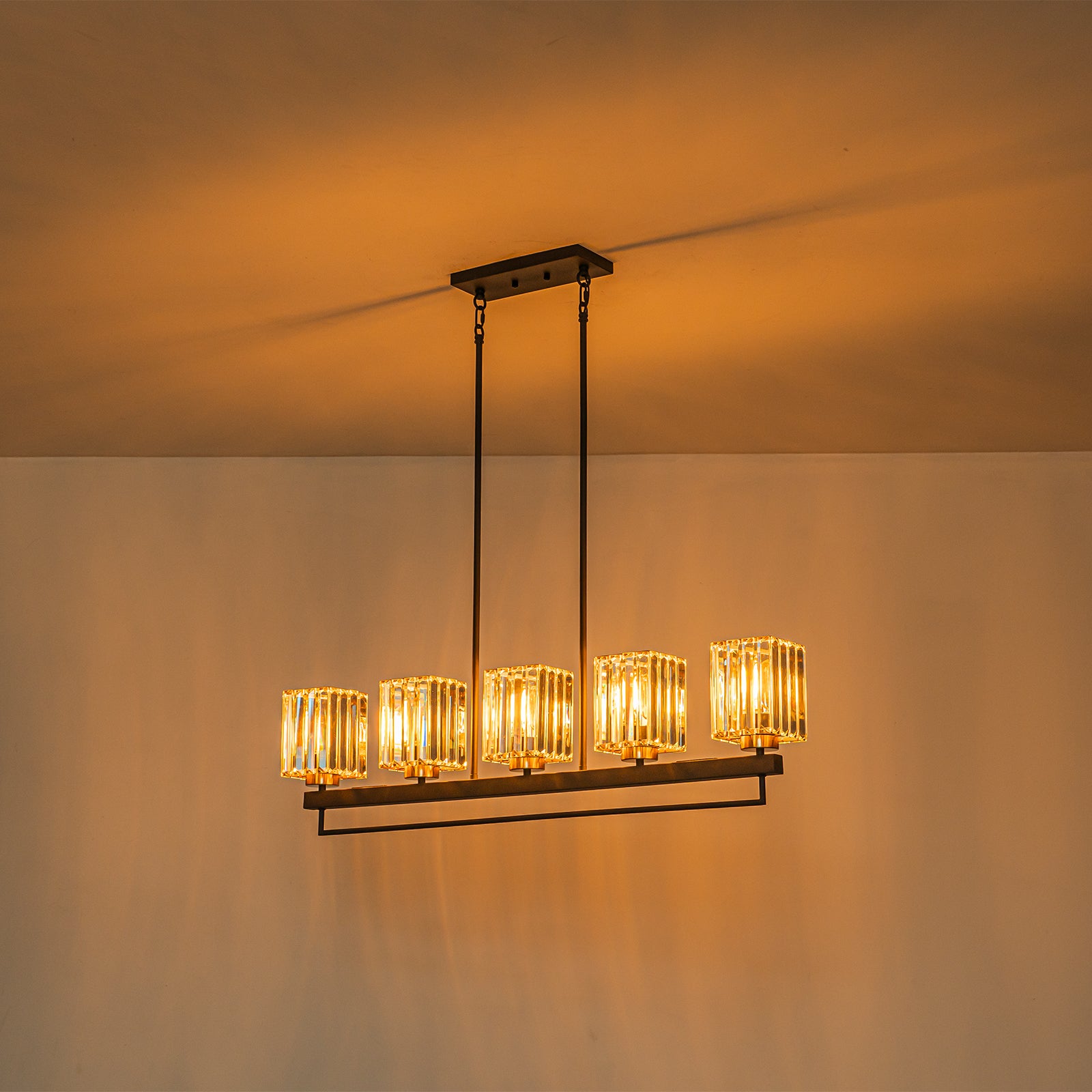 Glowlings 5-Light Modern 39"Wide Large Linear Crystal Pendant Light Island Light