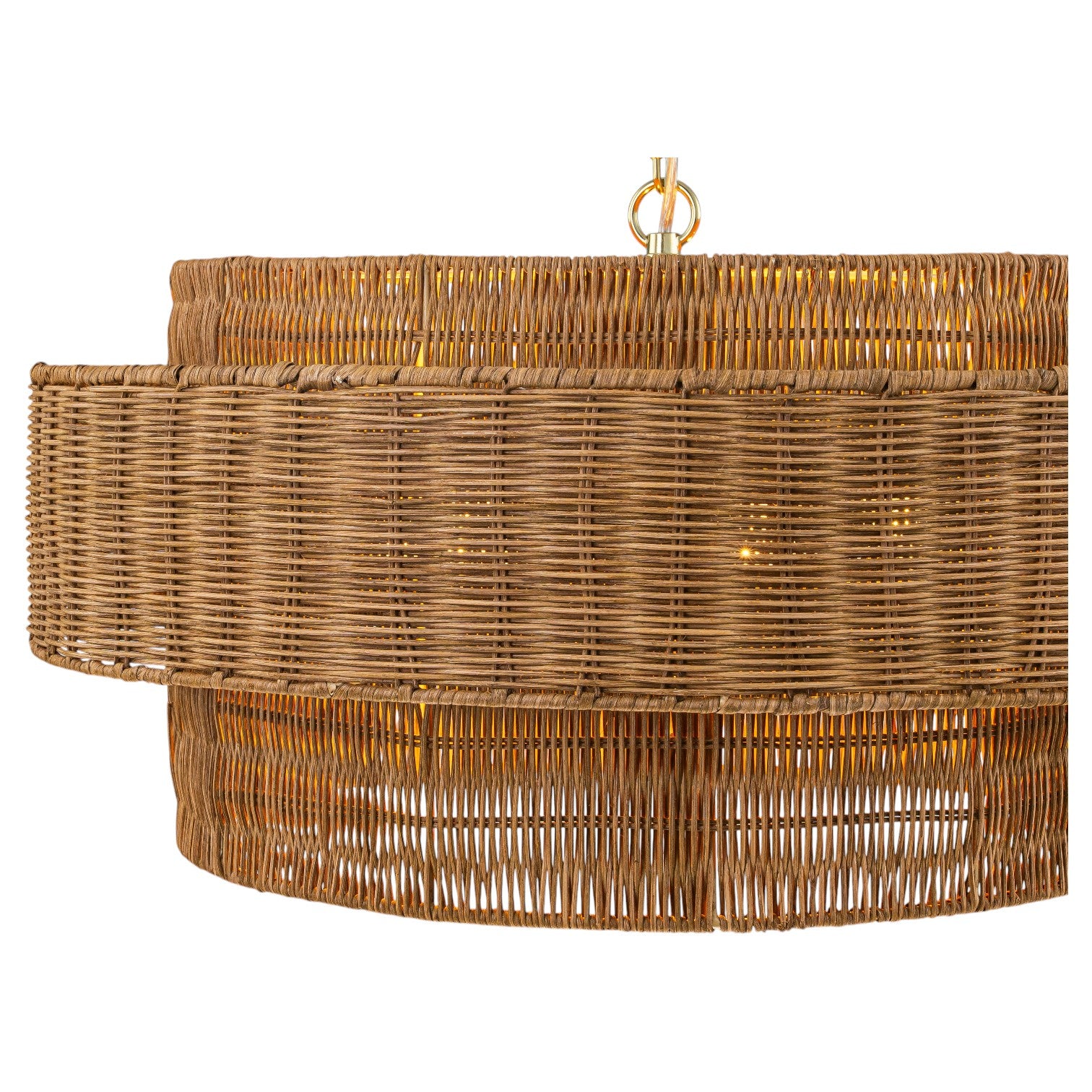 Glowlings 5-Light Boho 24"Wide Large Tiered Natural Woven Rattan Drum Chandelier