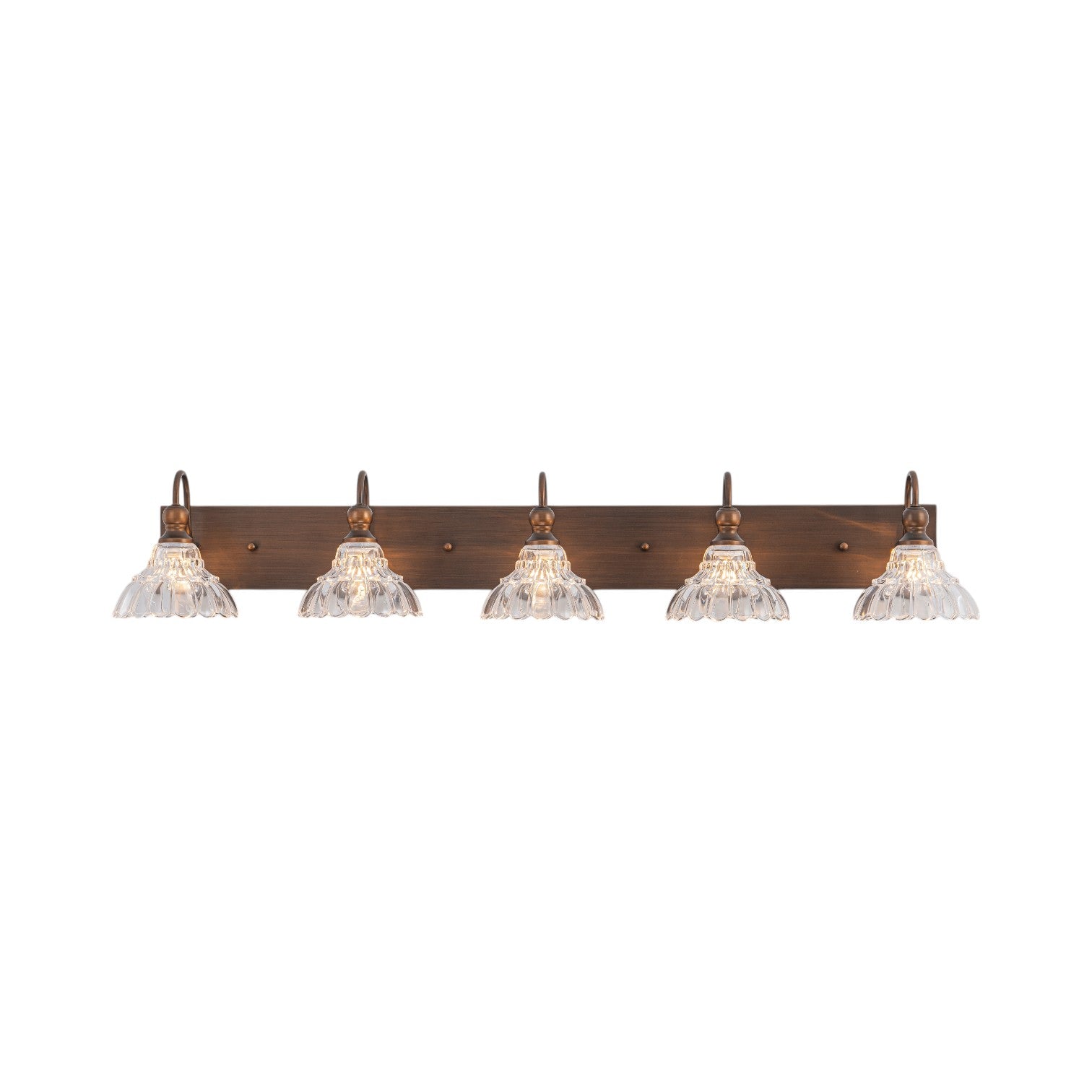 Glowlings 1/3/4-Light Vintage Antique Bronze Glass Flower Shaped Bathroom Vanity Light Over Mirror