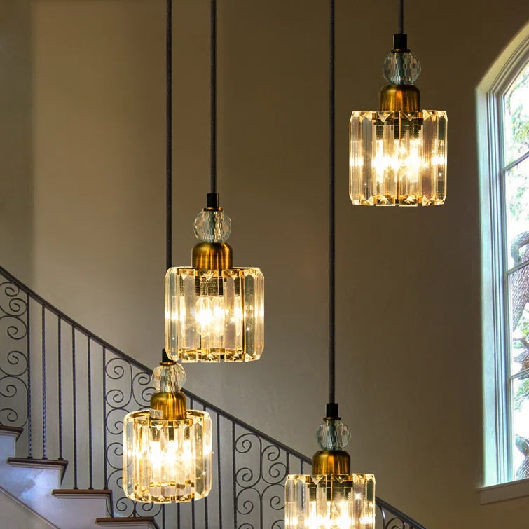 Glowlings 5-Light Modern Luxury Crystal Square Hanging Pendant Light