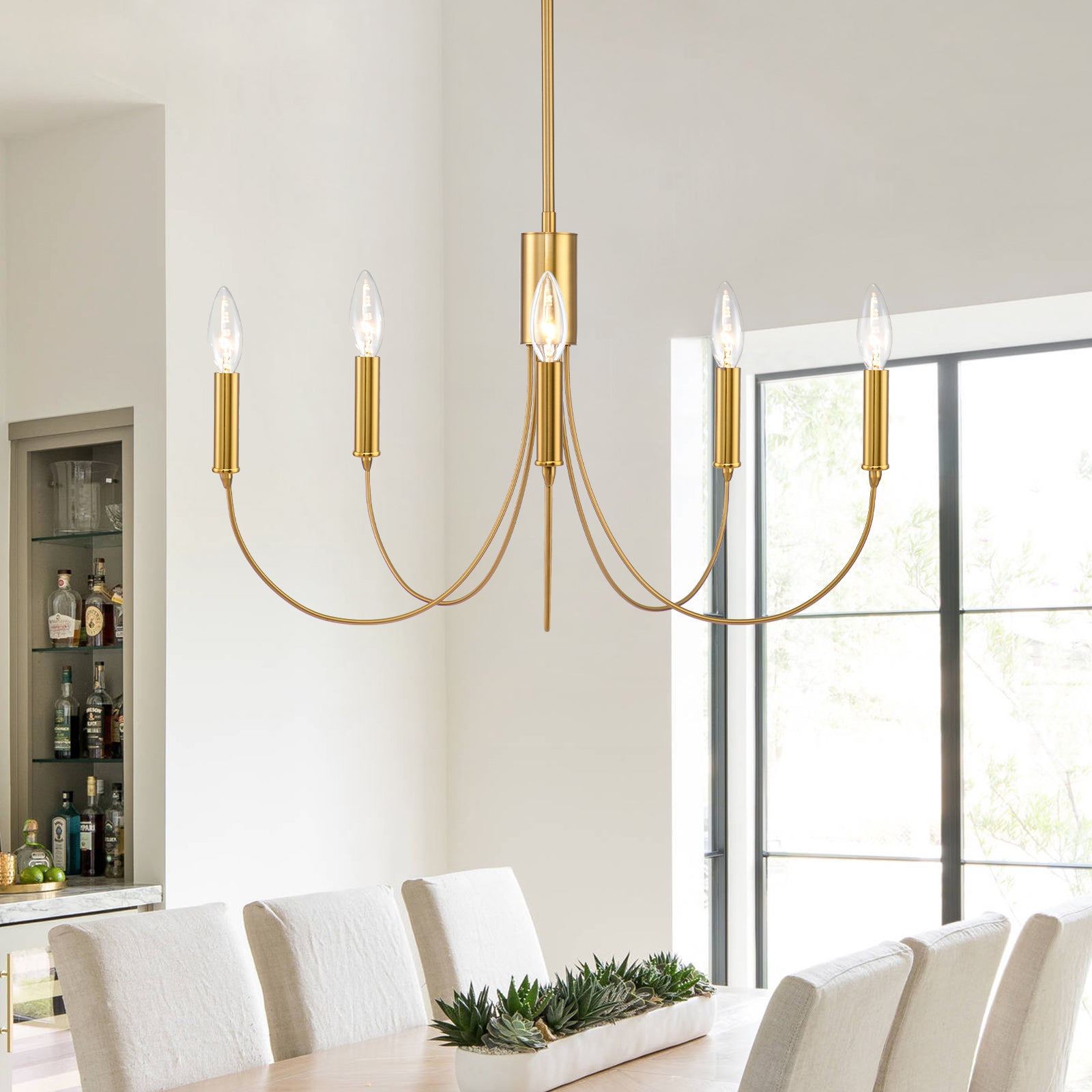 Glowlings 5-Light Classic Dimmable Candle Style Chandelier for Dining Room