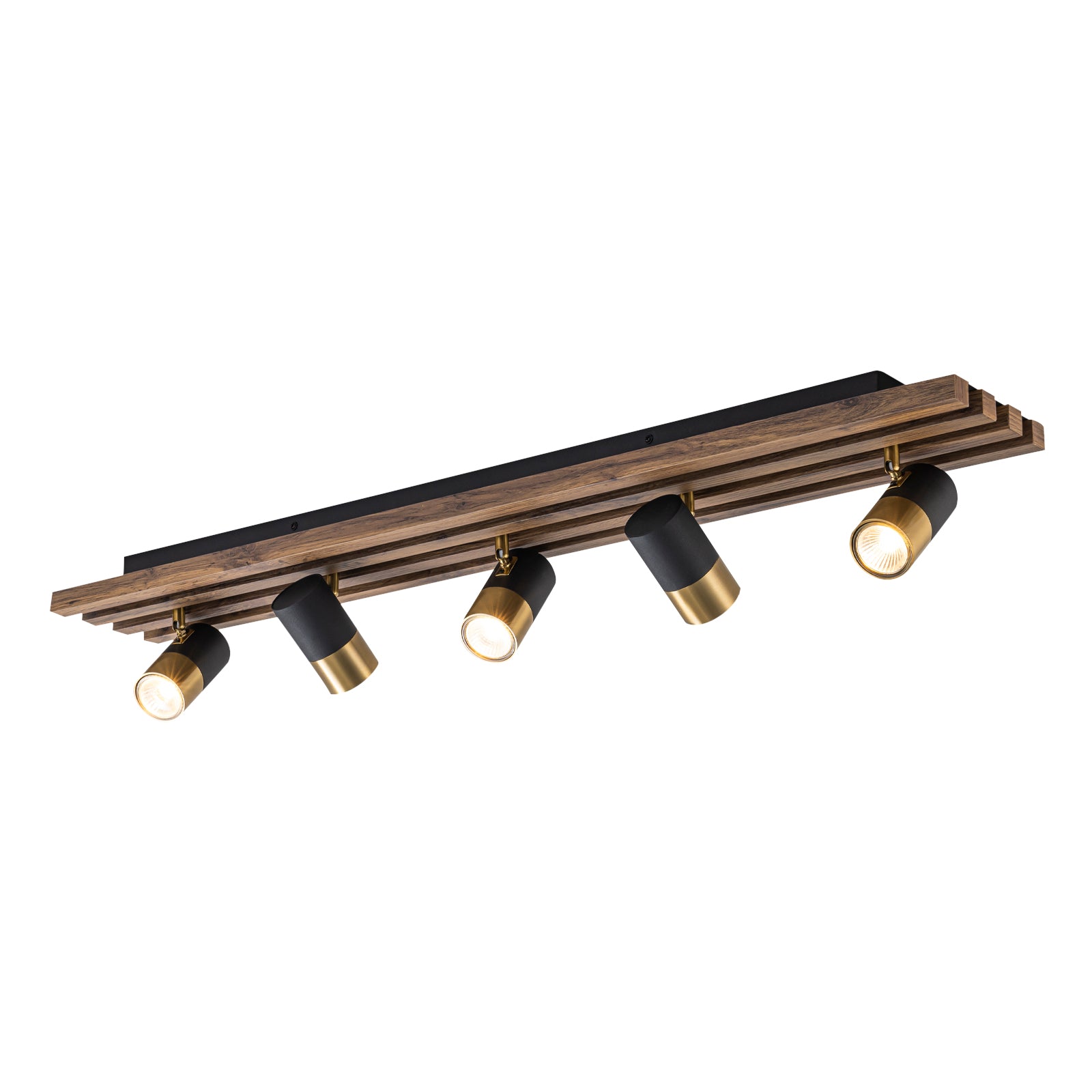 Glowlings 5-Light Farmhouse 40"Wide Linear Wood Flush Mount Spotlight LED Track Light Kit