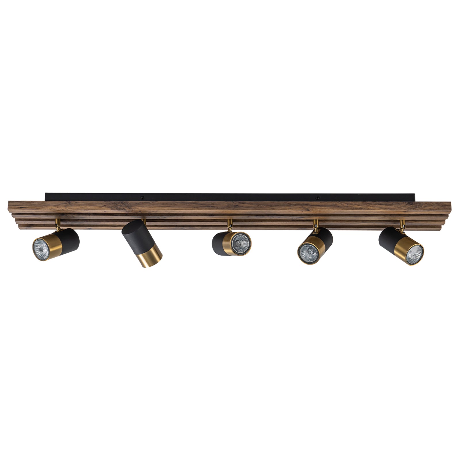 Glowlings 5-Light Farmhouse 40"Wide Linear Wood Flush Mount Spotlight LED Track Light Kit