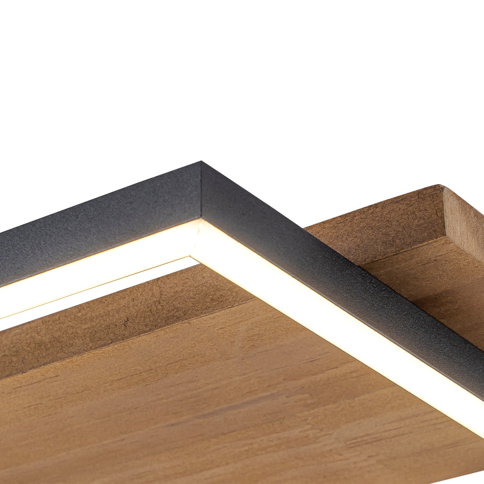 Glowlings 5-Light Farmhouse 47“Wide Square LED Linear Wood Flush Mount Celing Light