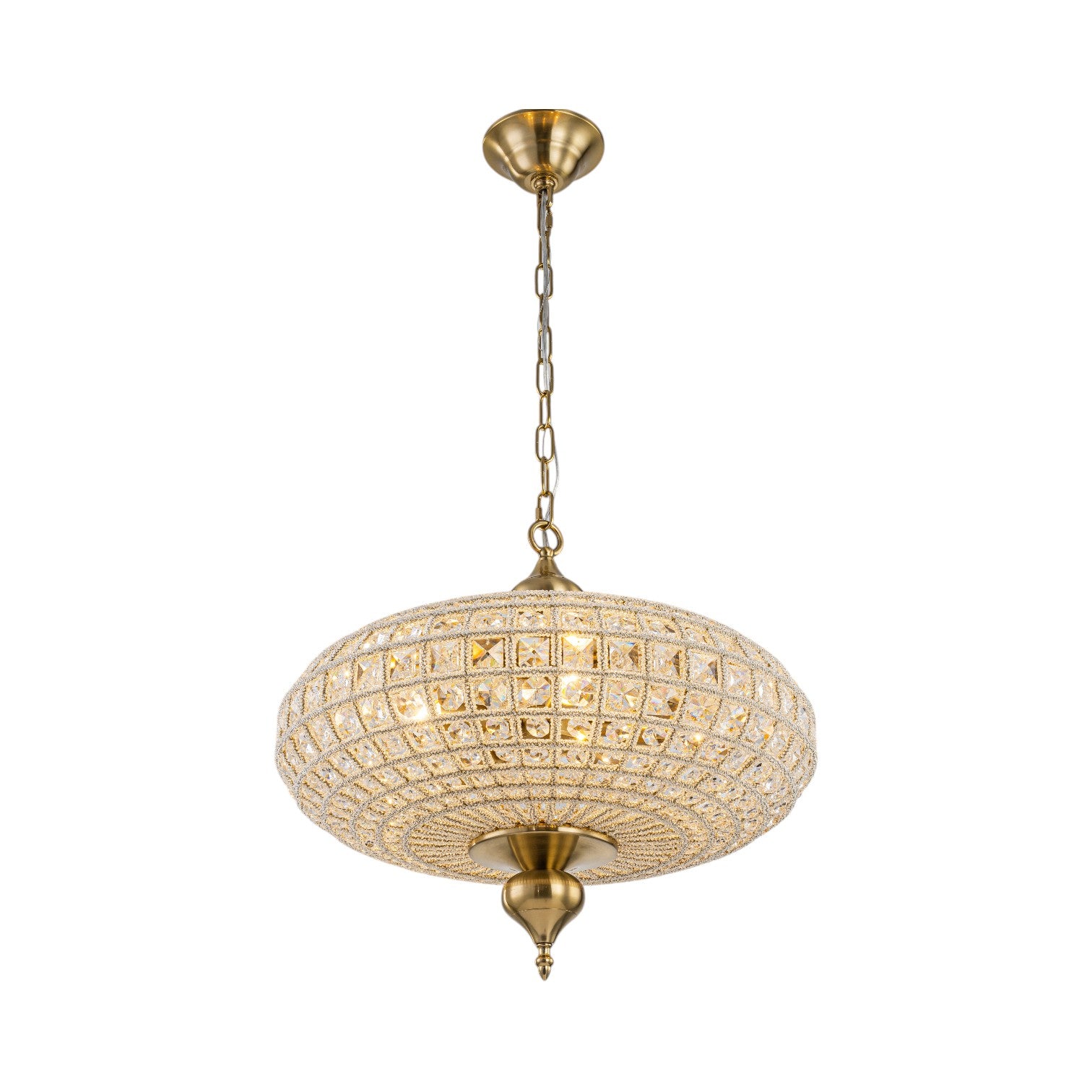 Glowlings 5-Light Vintage 20"Wide Large Brass/Black Globe Handmade Crystal Chandelier