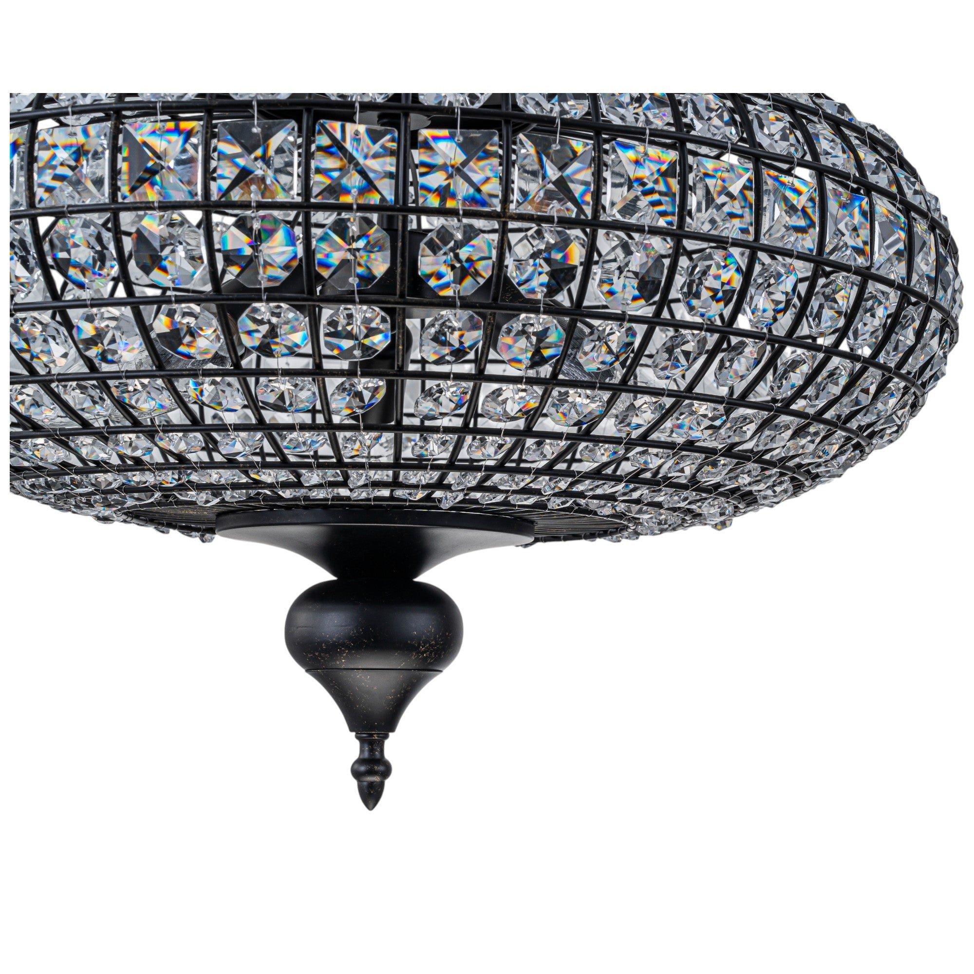 Glowlings 5-Light Vintage 20"Wide Large Brass/Black Globe Handmade Crystal Chandelier