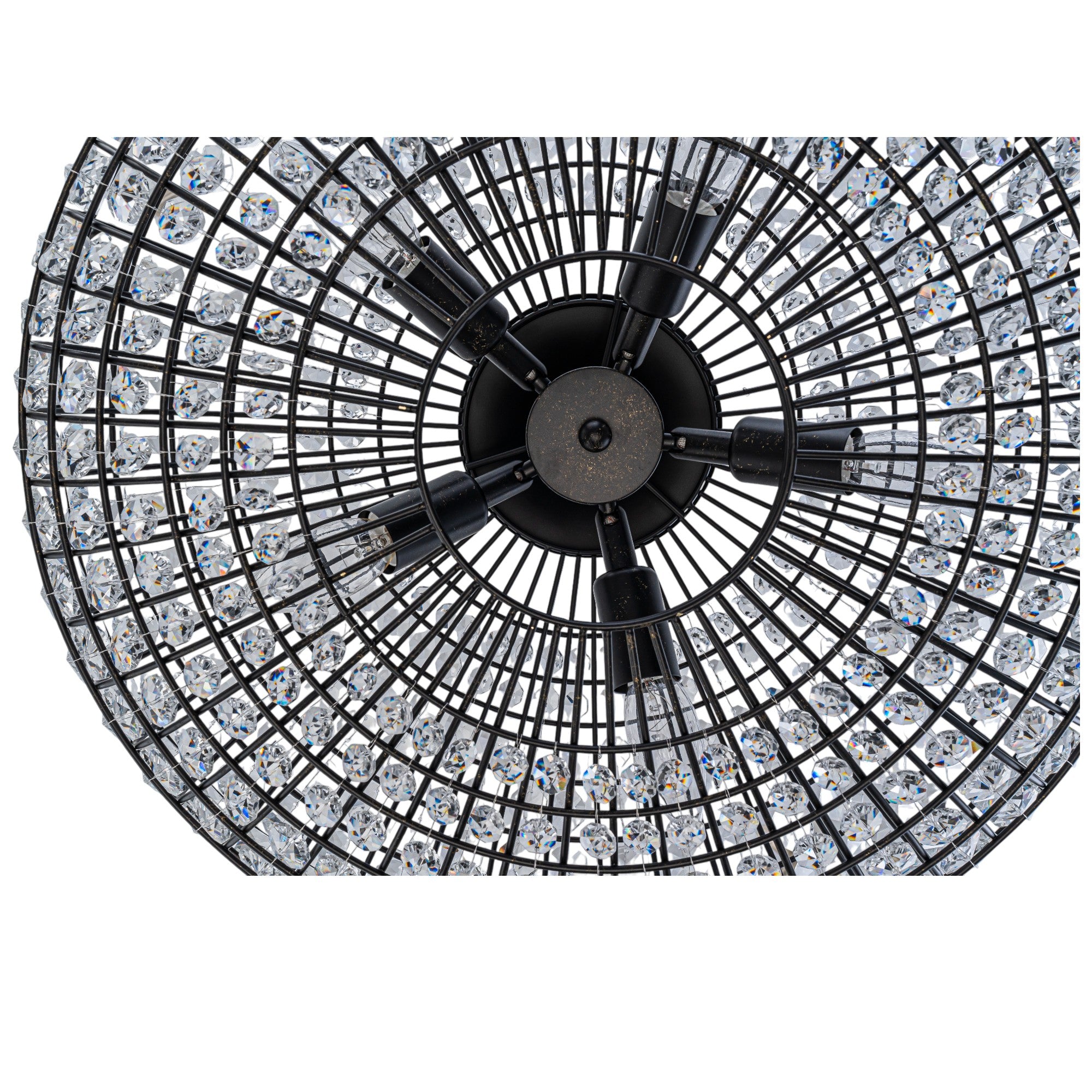 Glowlings 5-Light Vintage 20"Wide Large Brass/Black Globe Handmade Crystal Chandelier