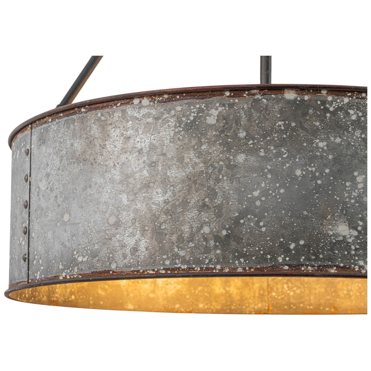 Glowlings 5-Light Industrial 24"Wide Distressed Zinc Galvanized Metal Drum Pendant Light