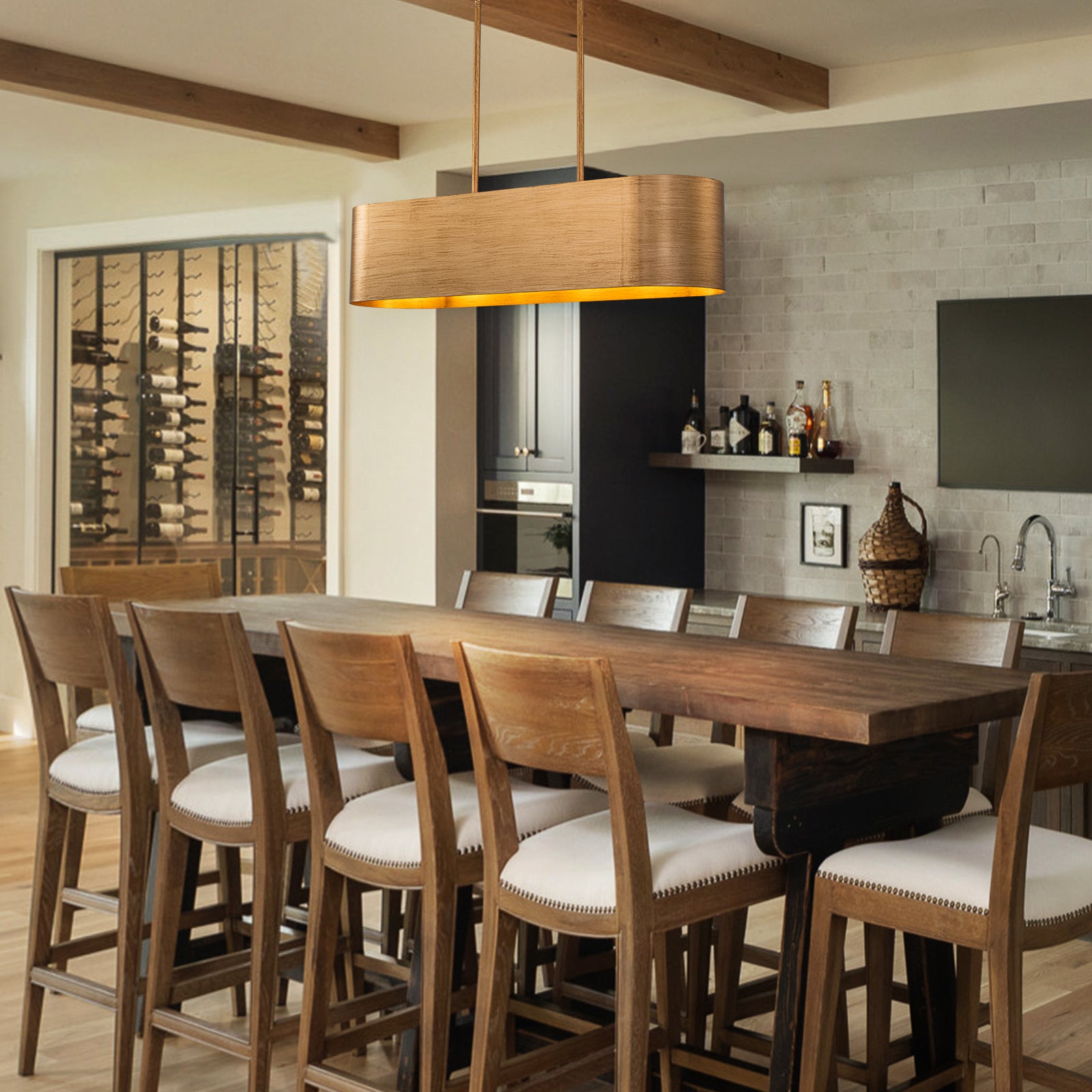 Glowlings 5-Light Industrial 39"Wide Large Rustic Bronze Metal Linear Chandelier Island Light