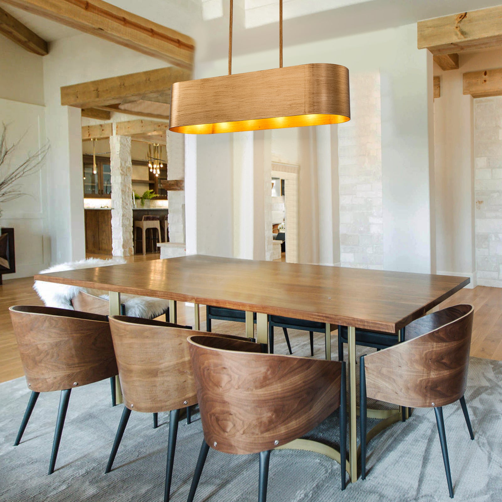 Glowlings 5-Light Industrial 39"Wide Large Rustic Bronze Metal Linear Chandelier Island Light