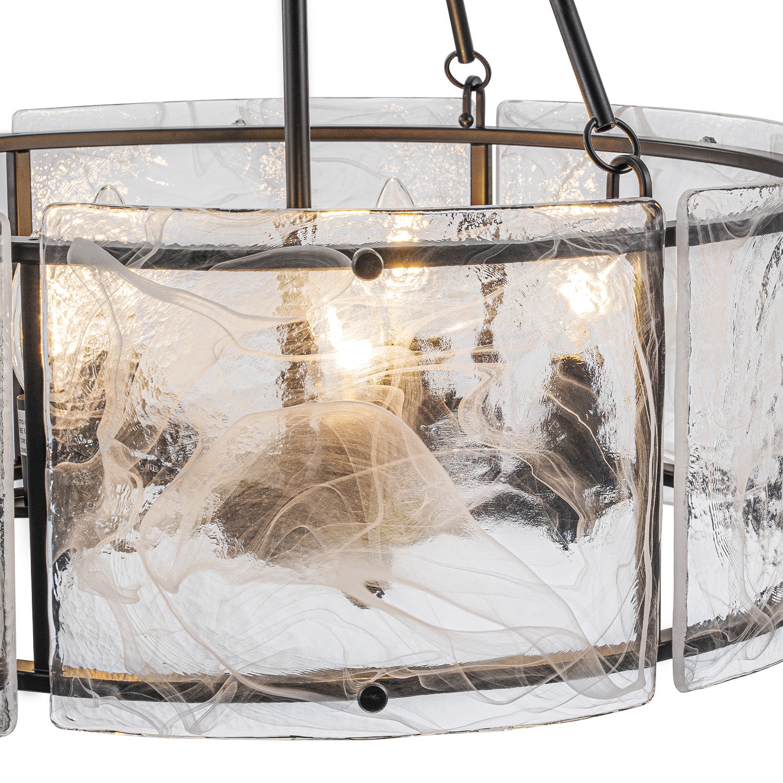 Glowlings 5-Light Modern 21"Wide Lantern Drum Water Ripple Cloud Glass Chandelier