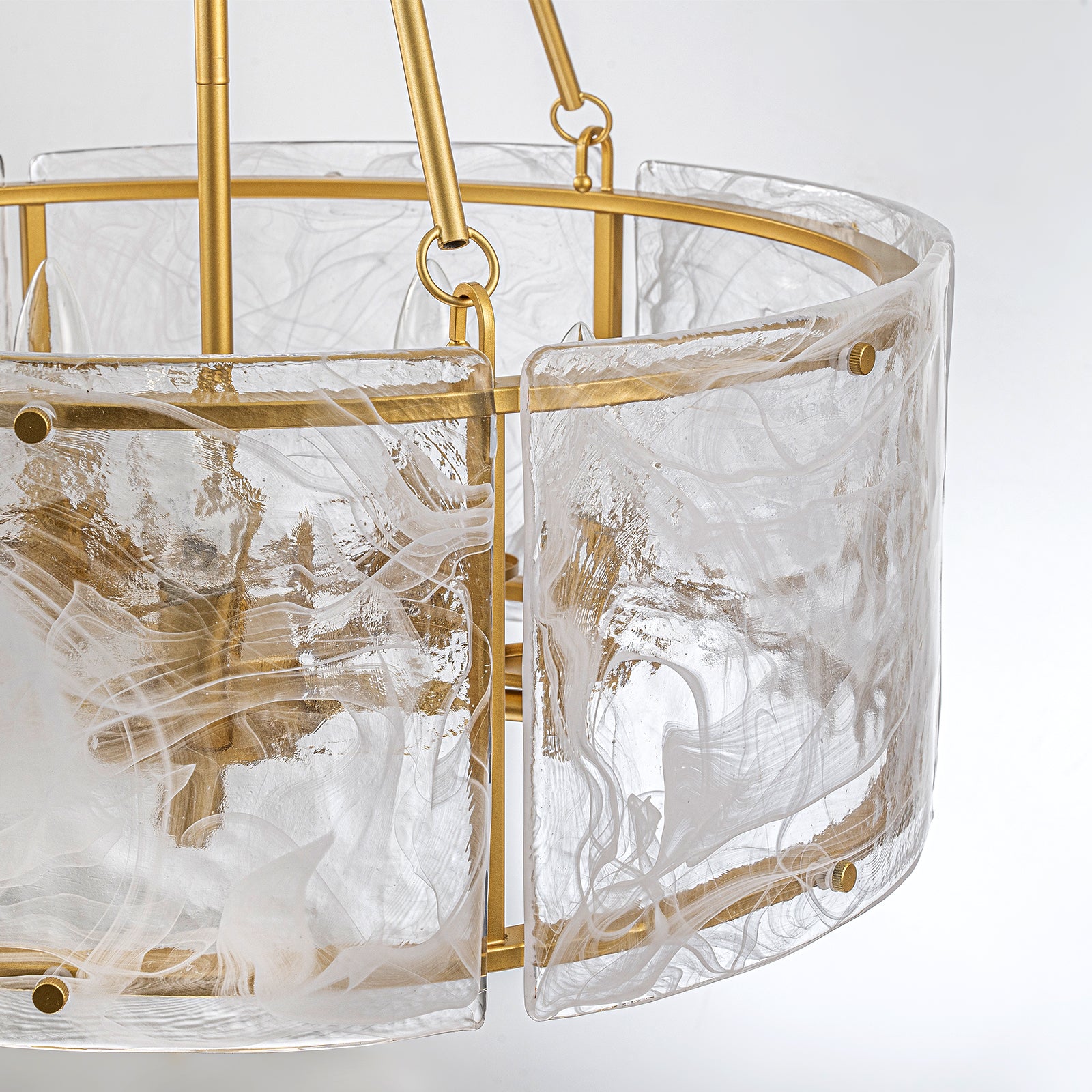 Glowlings 5-Light Modern 21"Wide Lantern Drum Water Ripple Cloud Glass Chandelier