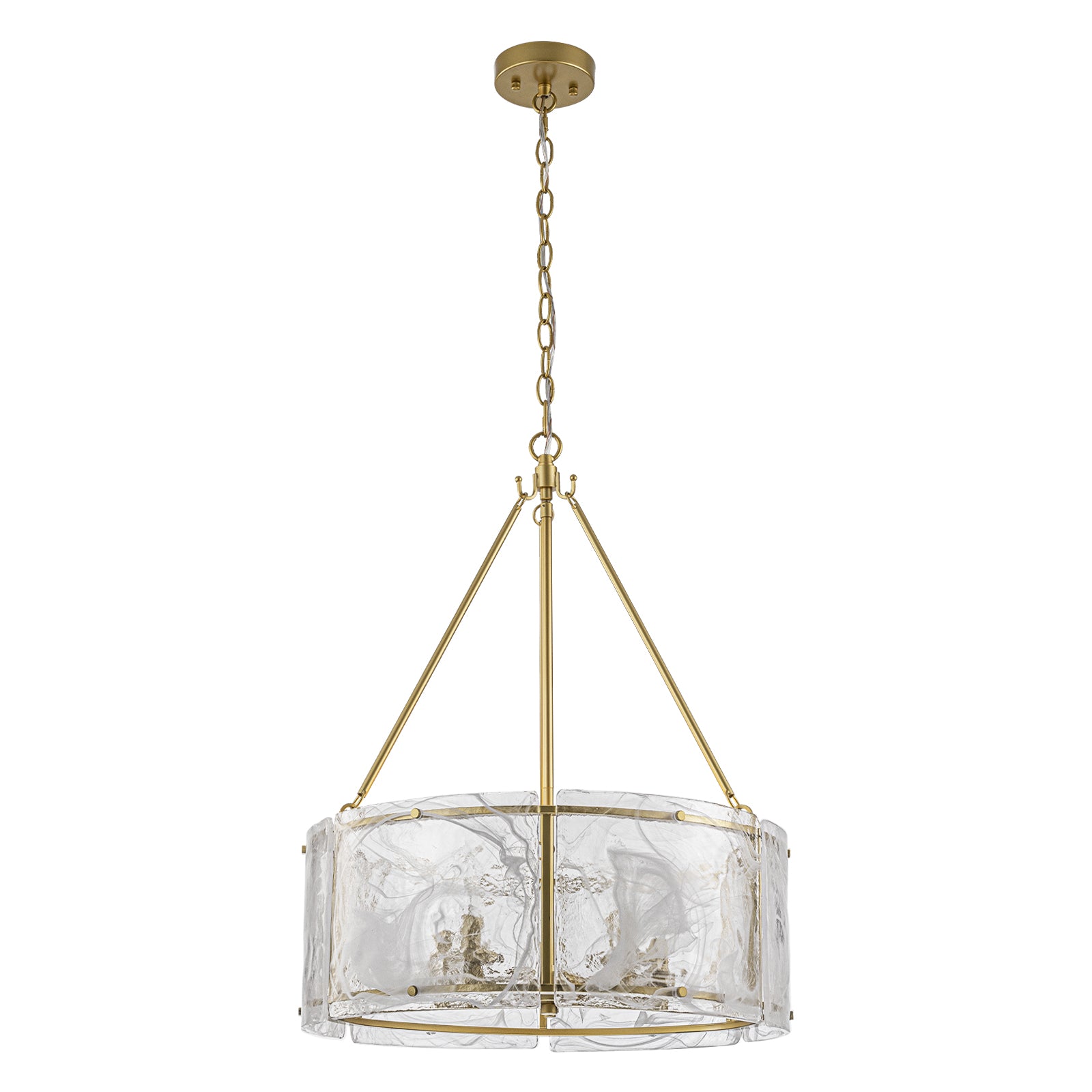 Glowlings 5-Light Modern 21"Wide Lantern Drum Water Ripple Cloud Glass Chandelier