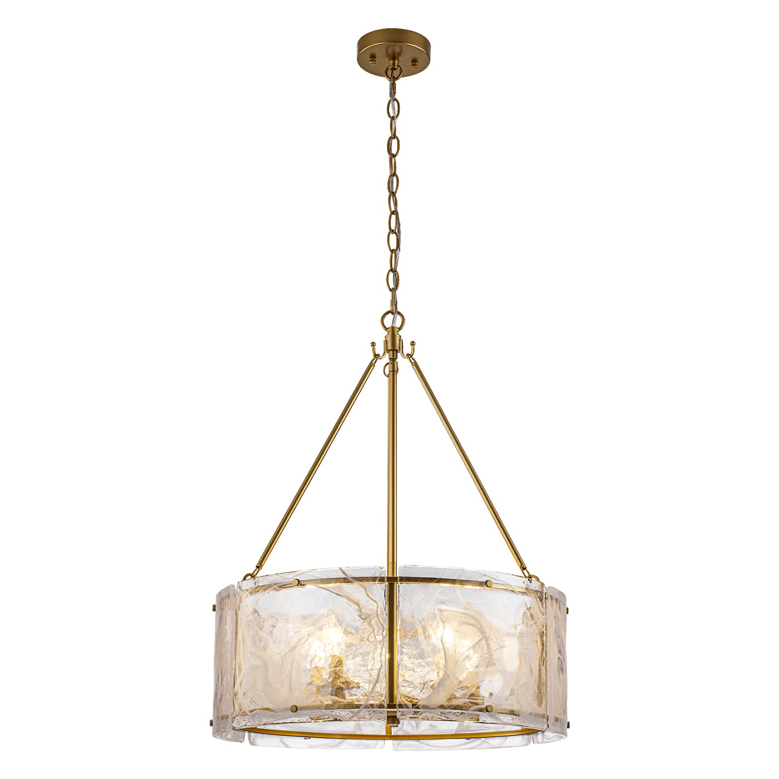 Glowlings 5-Light Modern 21"Wide Lantern Drum Water Ripple Cloud Glass Chandelier