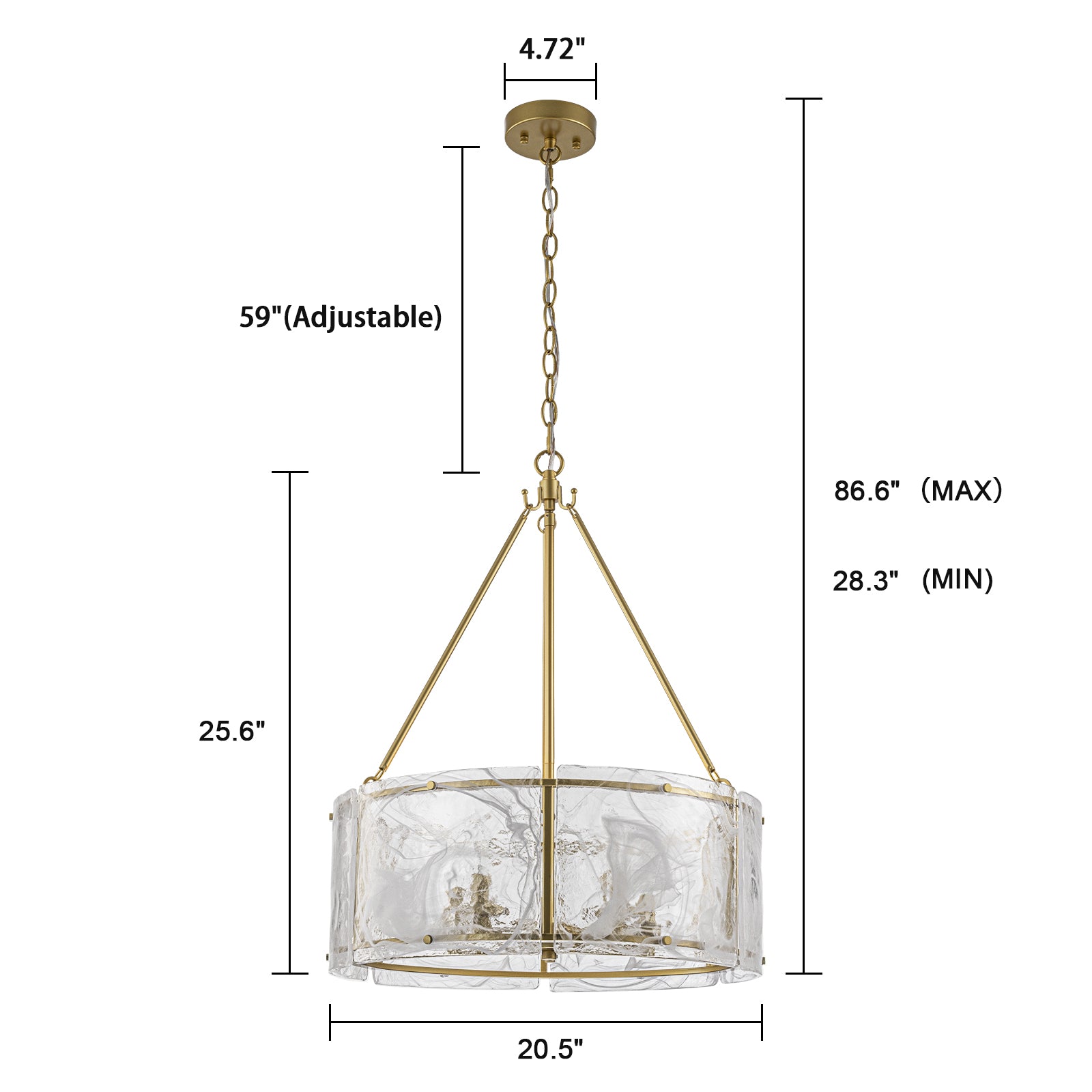 Glowlings 5-Light Modern 21"Wide Lantern Drum Water Ripple Cloud Glass Chandelier