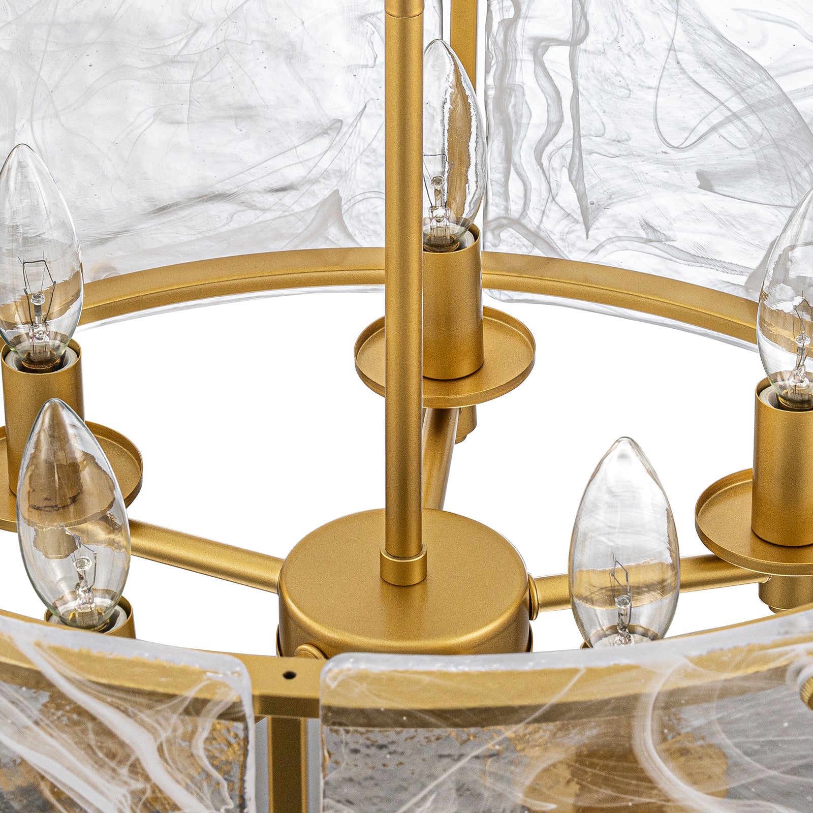 Glowlings 5-Light Modern 21"Wide Lantern Drum Water Ripple Cloud Glass Chandelier